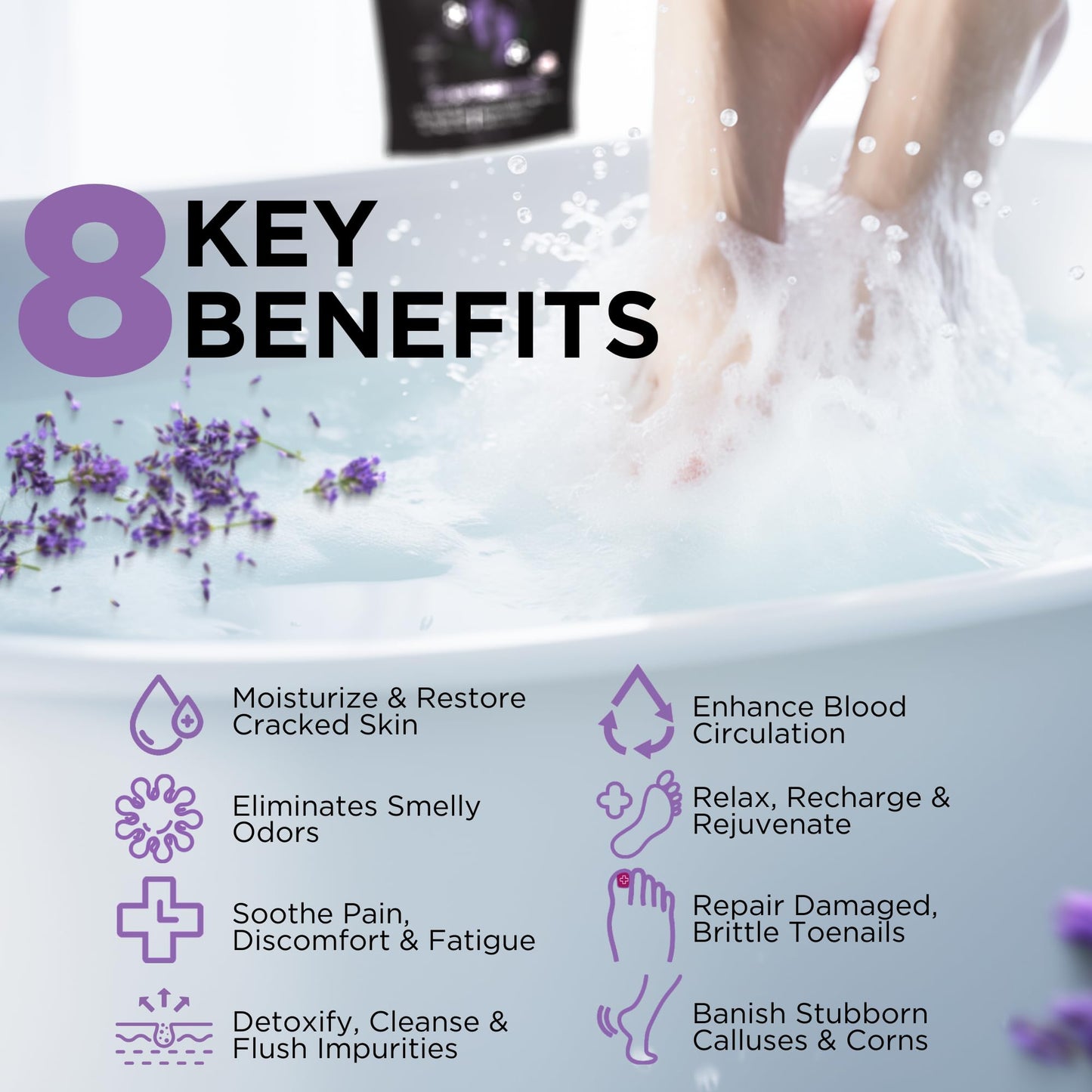 Calming Lavender Foot Soak with Epsom Salt, Made in USA, Foot Soak Soothes Sore Tired