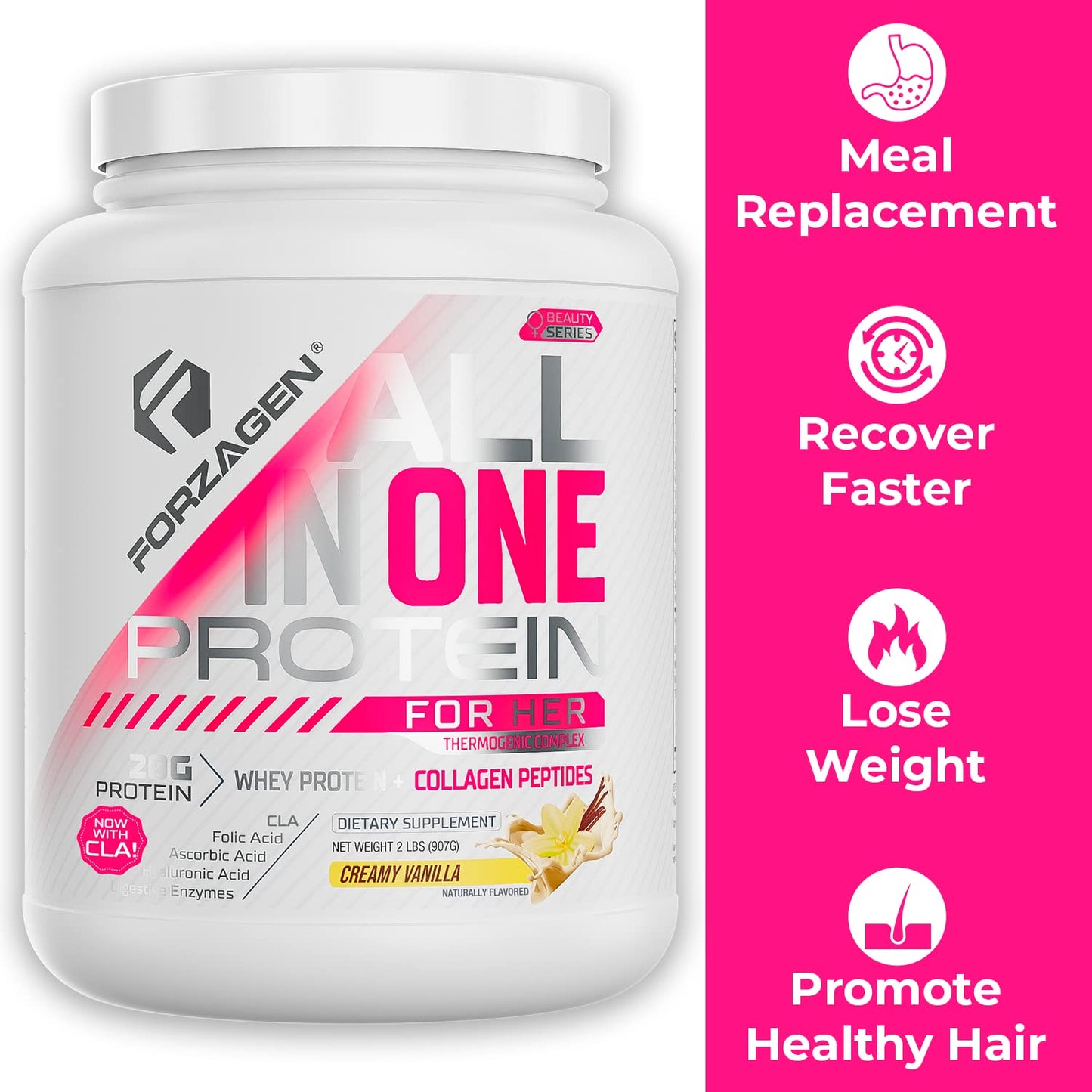 Forzagen All in One Protein for Her, Protein Powder for Women with Collagen Peptides