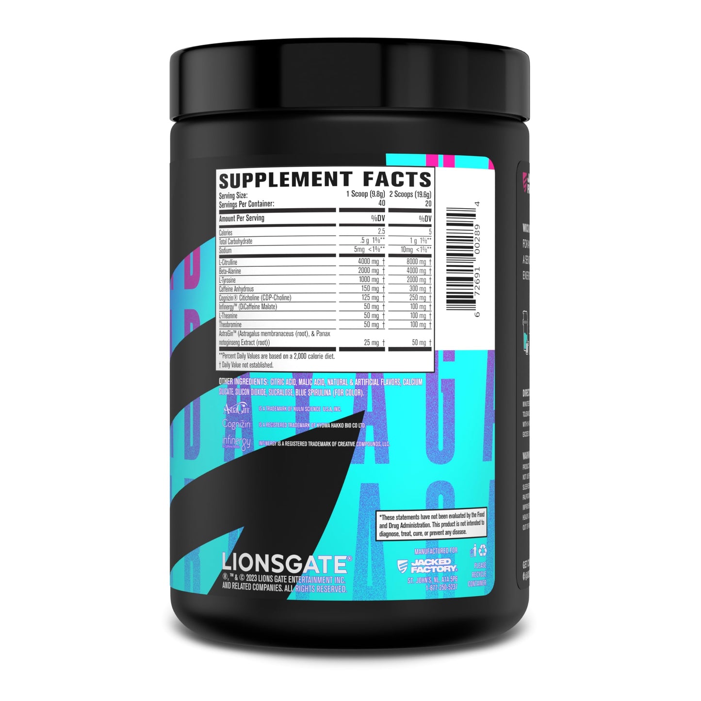 Jacked Factory X John Wick - Wick Mode Pre Workout Powder - Intense Energy, Battle