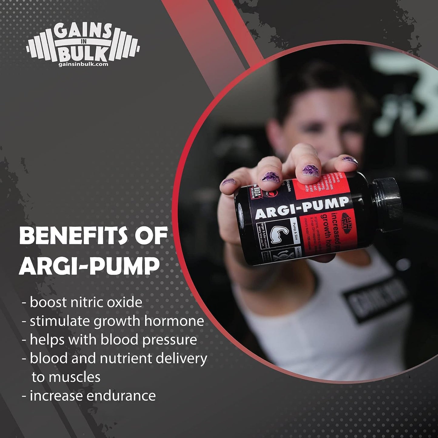 Gains in Bulk, Argi Pump, L-Arginine Nitric Oxide Booster with L-Citrulline and L-Ornithine