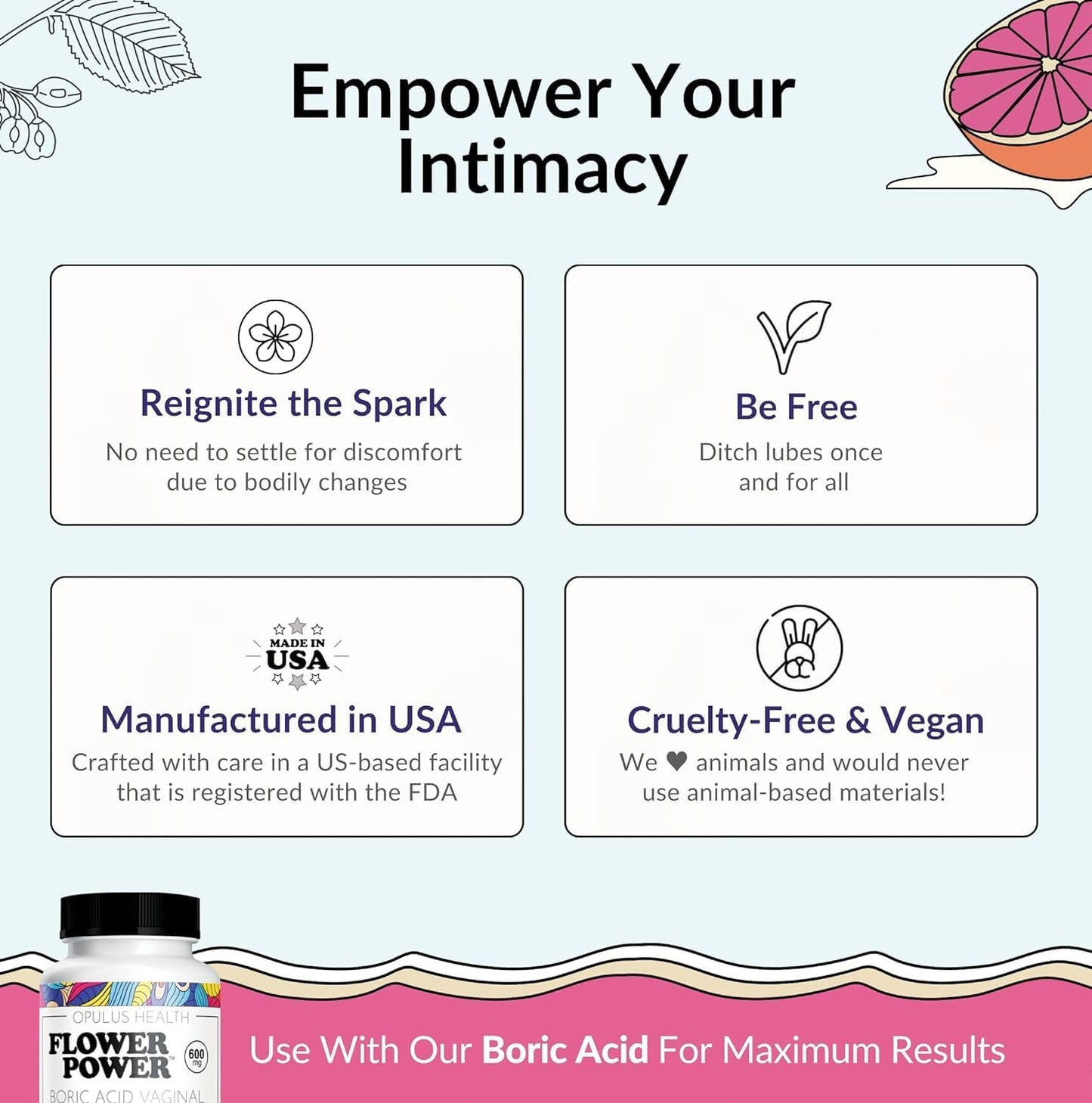 Flower Power ‘She Juicy’ Supplement for Vaginal Health | Slippery Elm Bark | Feminine