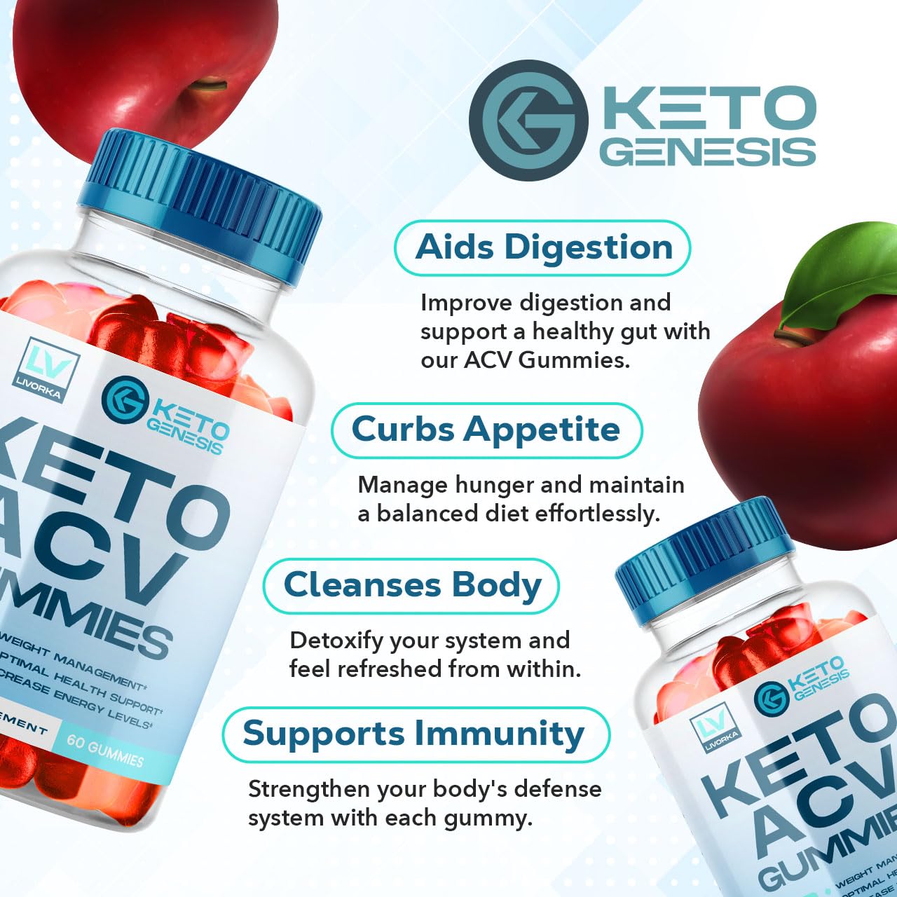 2 Pack - Keto Genesis Keto ACV Gummies Advanced Weight Loss, Genesis ACV, Genesis LIVORKA