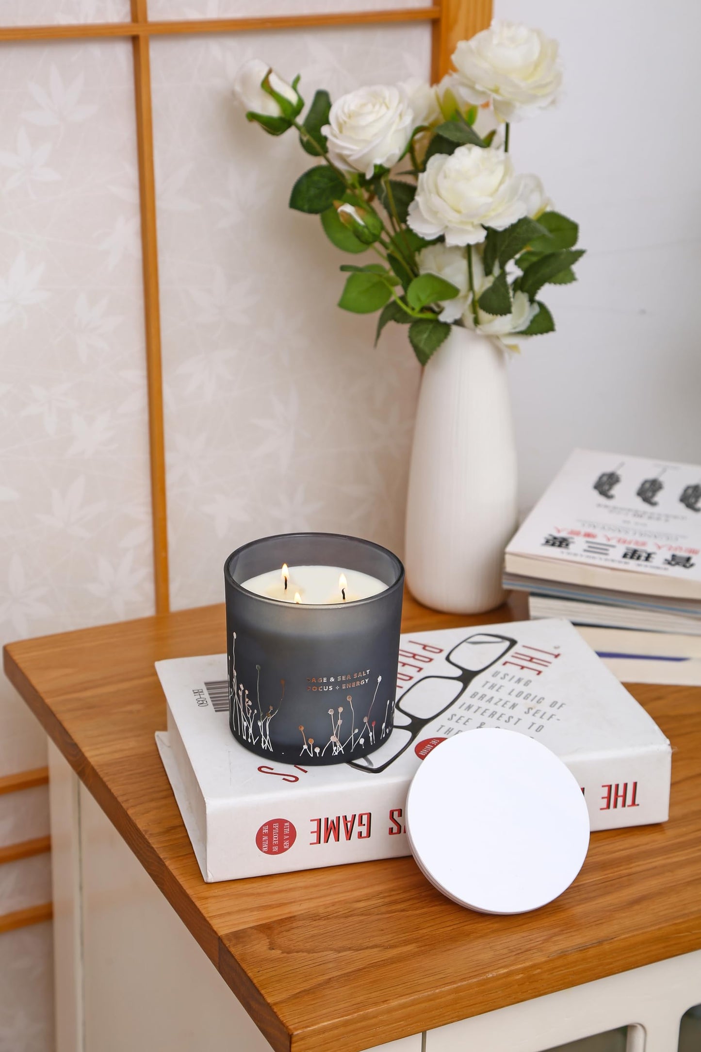 White Sage Sea Salt 3 Wick Candle 14.5 oz | Sage Candles for Cleansing House | Large Soy Candles