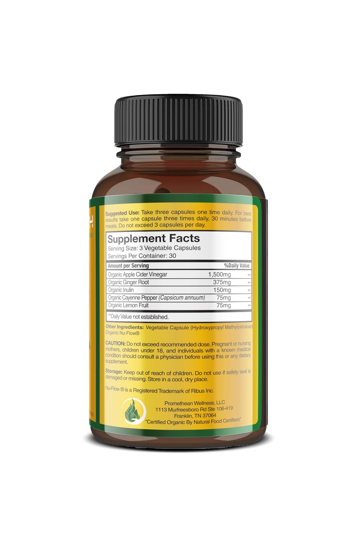 Certified Organic Apple Cider Vinegar Capsules Pro with Mother Acv Pills Detox
