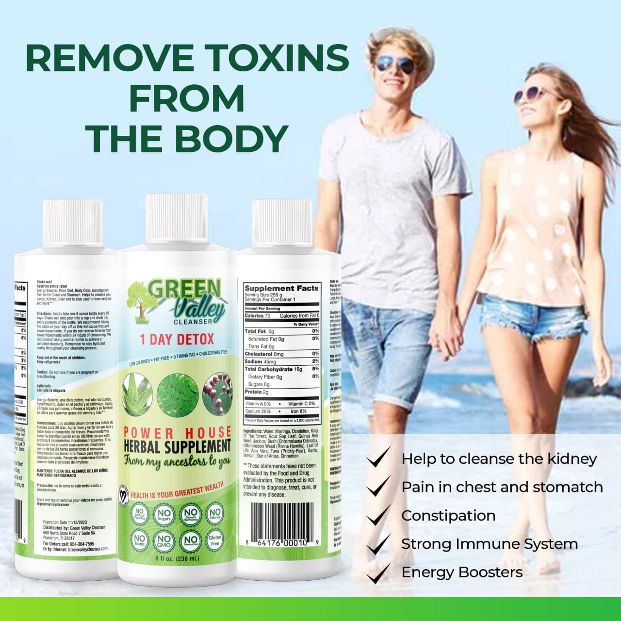 1 Day Colon Liquid Cleanse Formula and Liver Detox - Vegan Friendly, Helps Healthy Digestion