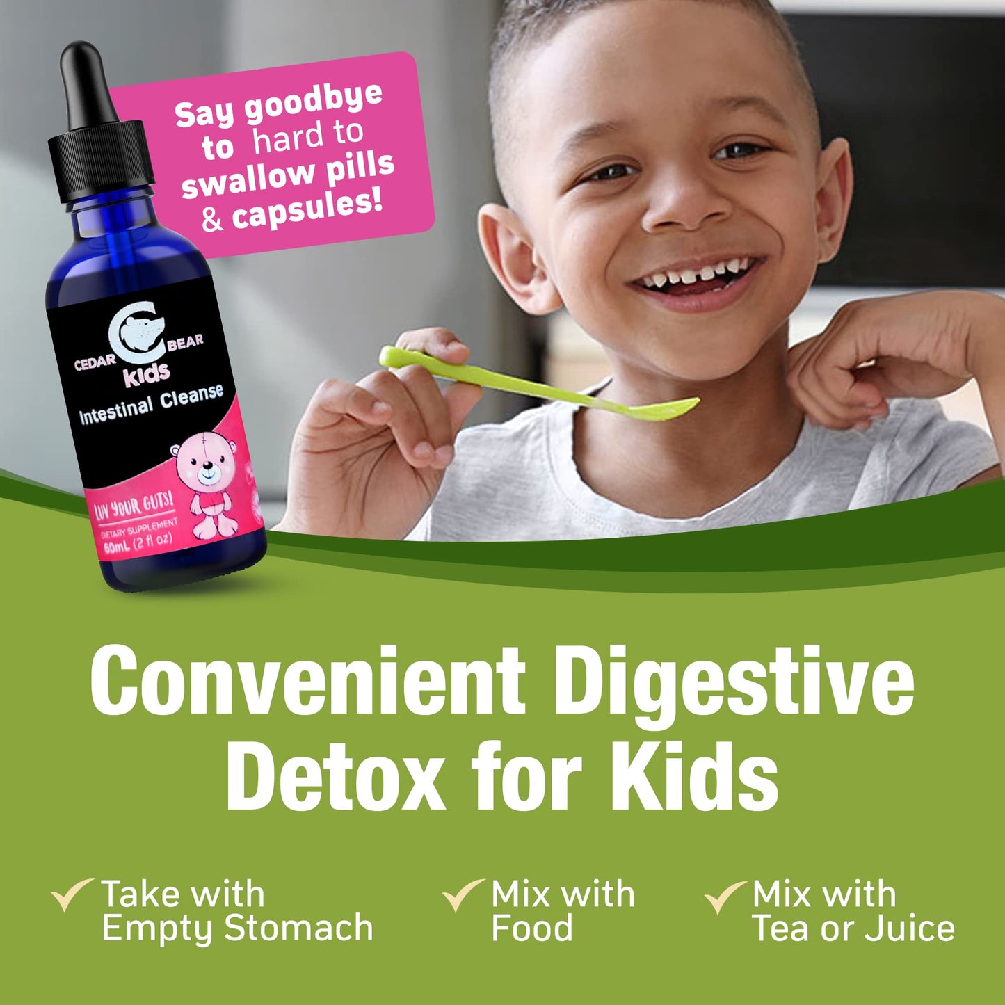 Cedar Bear - Intestinal Cleanse for Kids, Liquid Herbal Supplement for Detox Cleanse