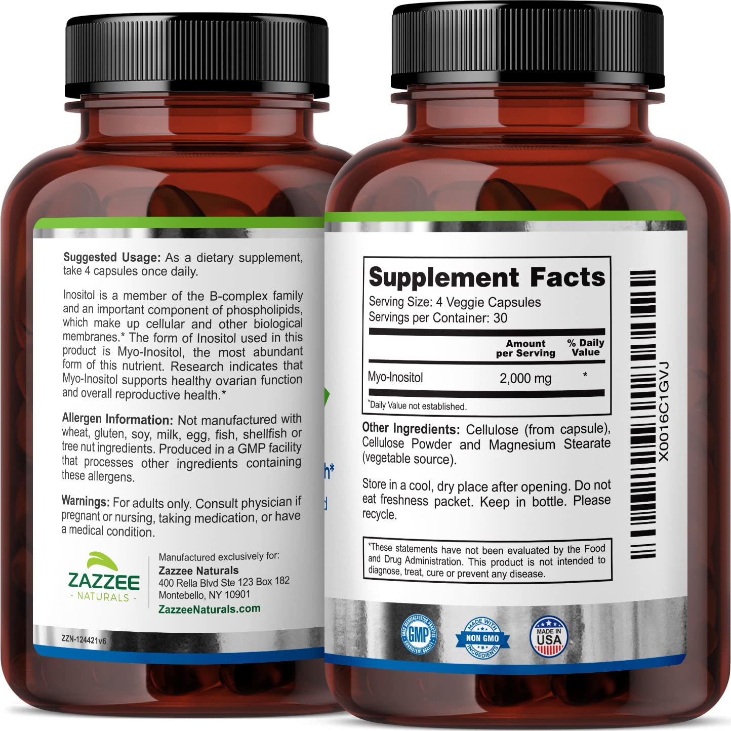 Zazzee Myo-Inositol Capsules and Extra Strength Prenatal DHA