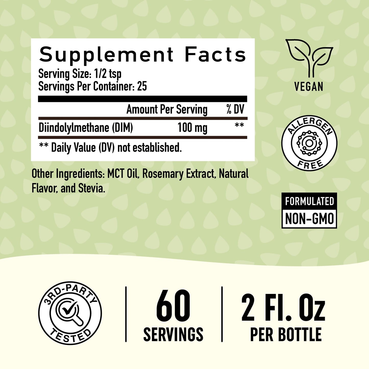 DIM Supplement Liquid Drops 100mg for Estrogen Balance for Women & Men | Hormone Balance