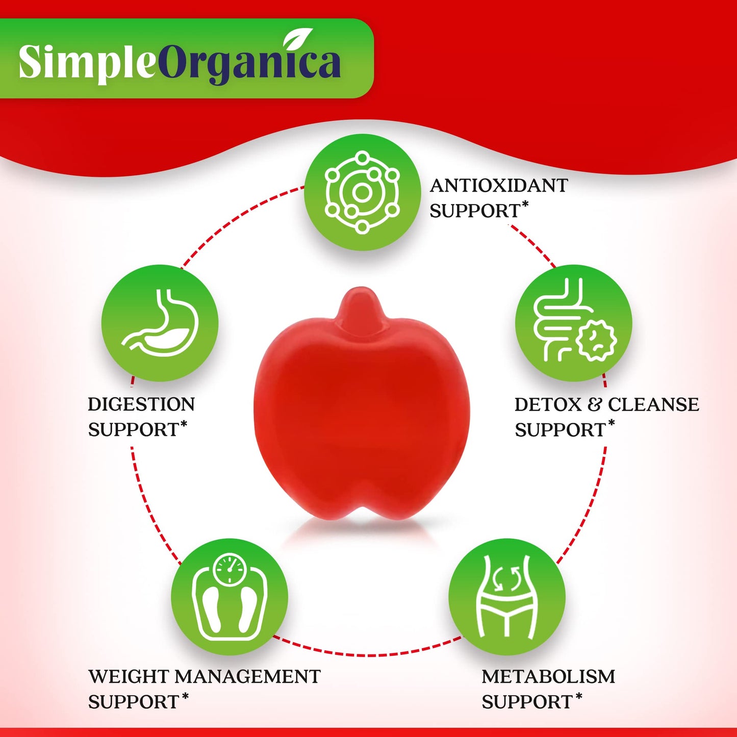 USDA Organic Apple Cider Vinegar Gummies with The Mother. AVC Keto Gummy Vitamins