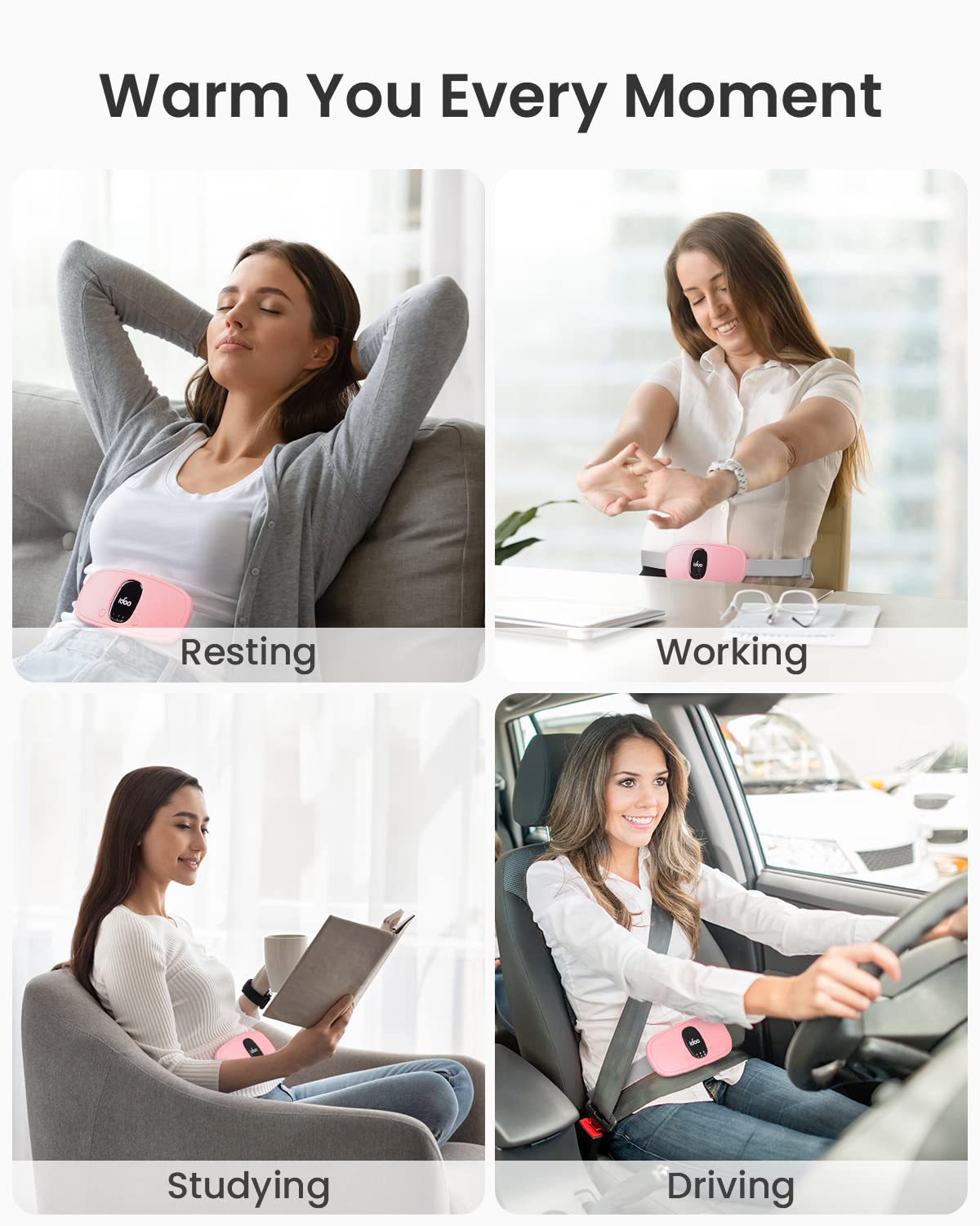 FSA HSA Eligible Portable Cordless Menstrual Heating Pad, iDOO Period Heating Pads