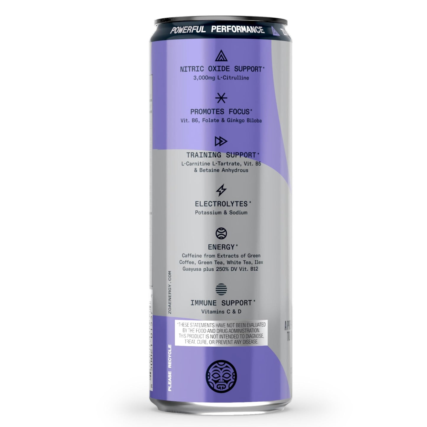 ZOA Plus Sugar-Free Pre-Workout Drink, Ready to Drink with Nitric Oxide, Vitamin B, C and D