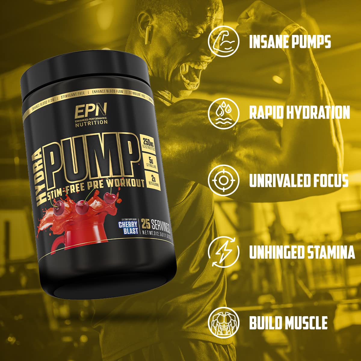 HydraPump | #1 New Stim Free Pre Workout Powder w/ Nitric Oxide Booster, Electrolytes