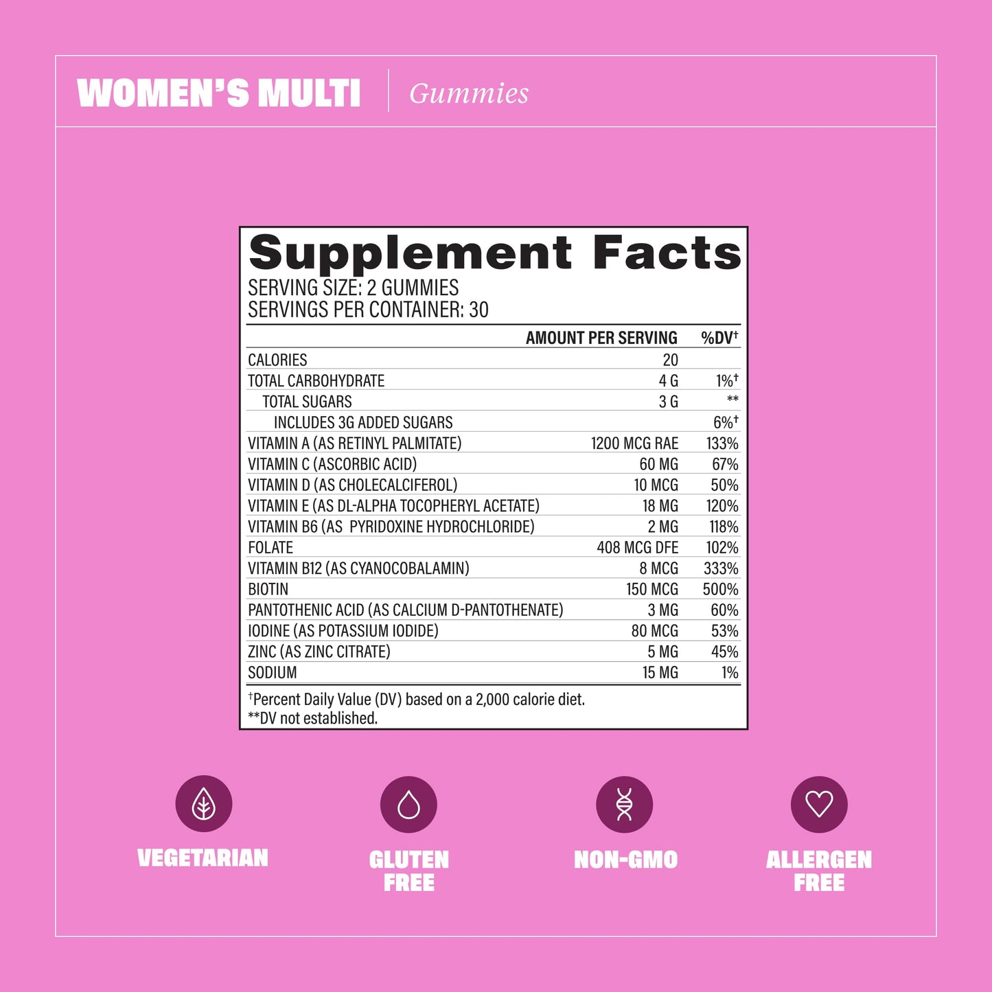 Health By Habit Womens Multivitamin Gummies (60 Gummies) - Non-GMO, Gluten Free