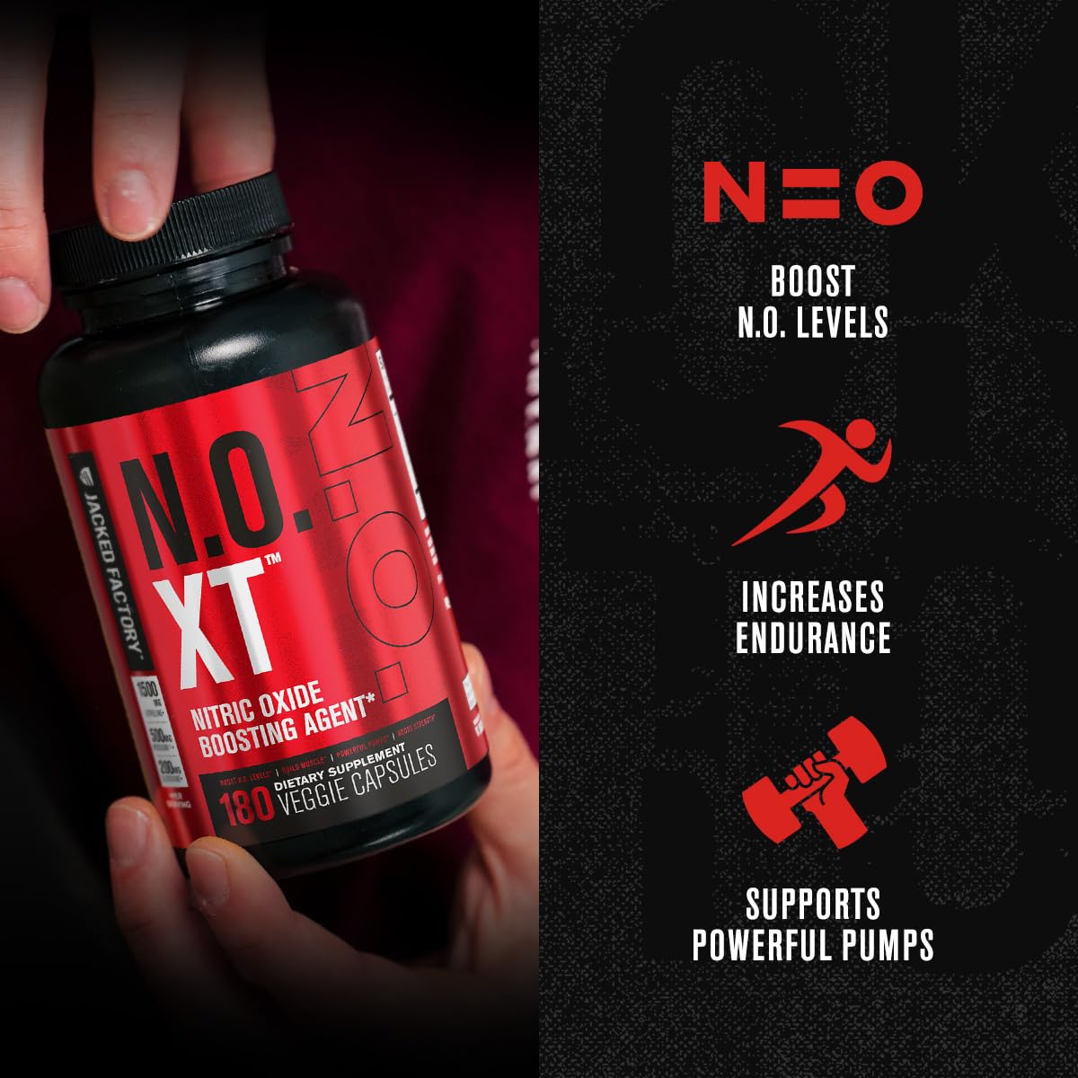 Jacked Factory Muscle Builder Supplement Stack - Build-XT Muscle Builder & N.O. XT Nitric Oxide Boosting Agent for Dual Muscle Building Support (60 Day Supply)