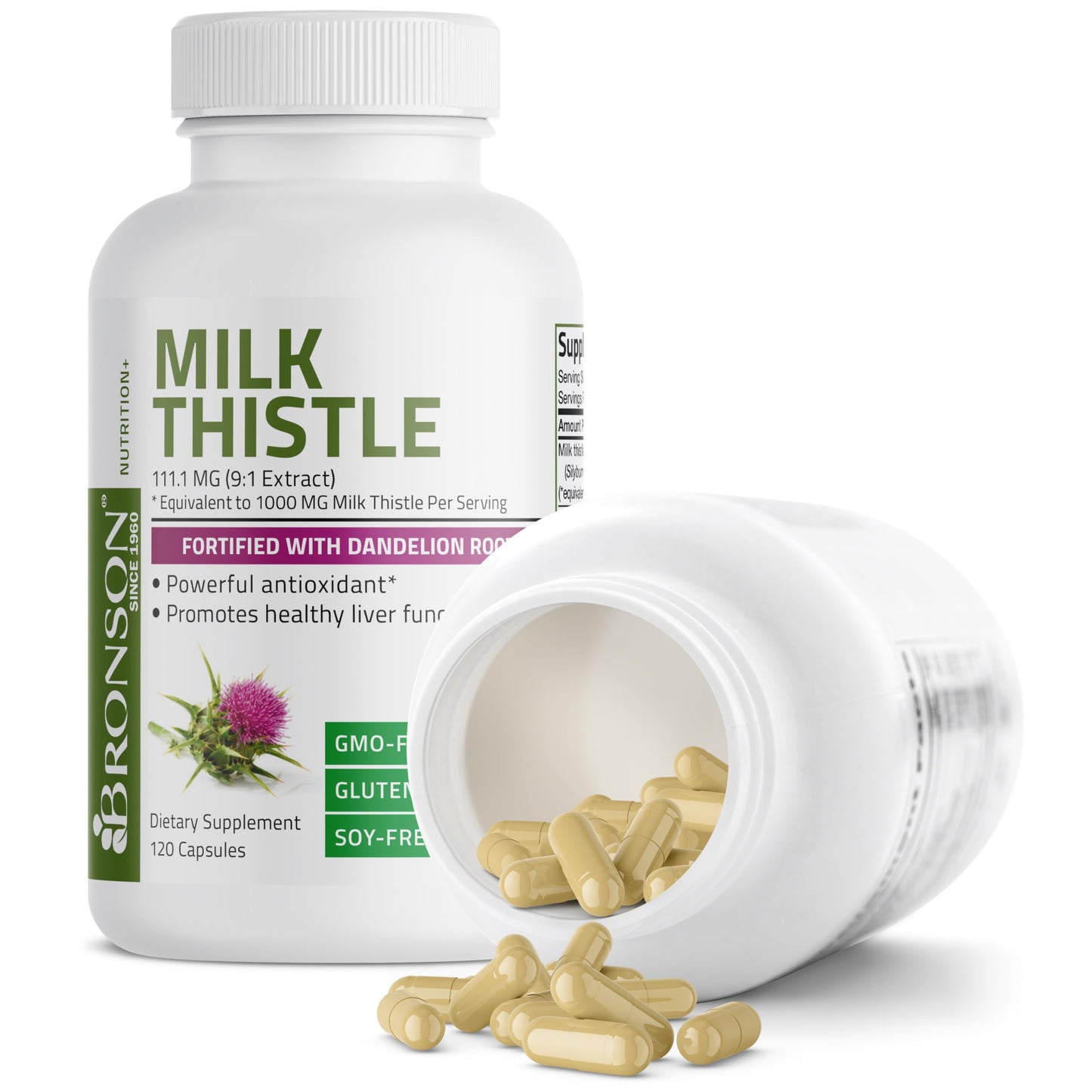 Bronson Milk Thistle Silymarin Marianum & Dandelion Root Liver Health Support