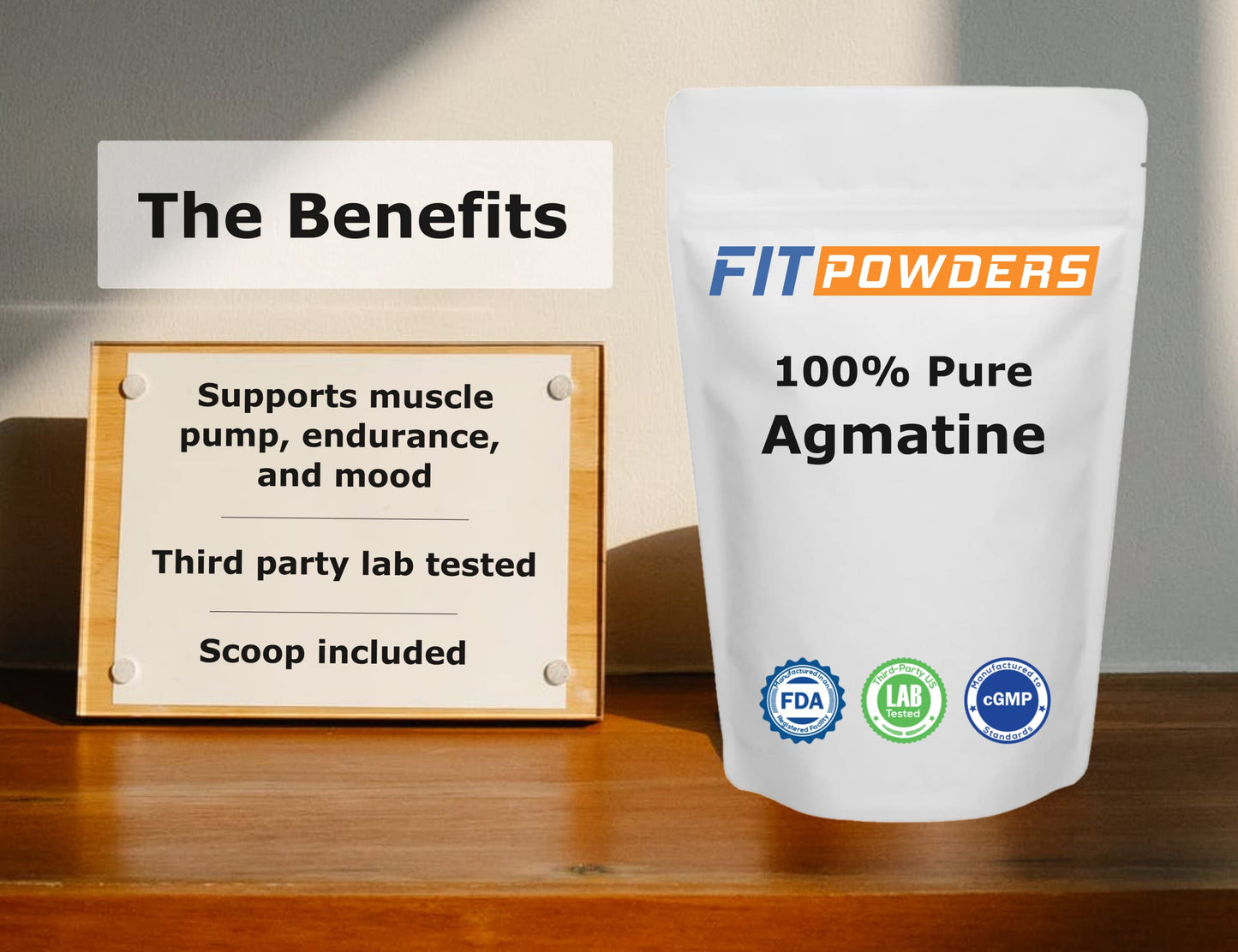 FitPowders Agmatine Sulfate Powder 250 Grams (Multiple Sizes) Strength and Pump (Nitric Oxide) 100% Pure Agmatine Powder, Vegan, Gluten-Free