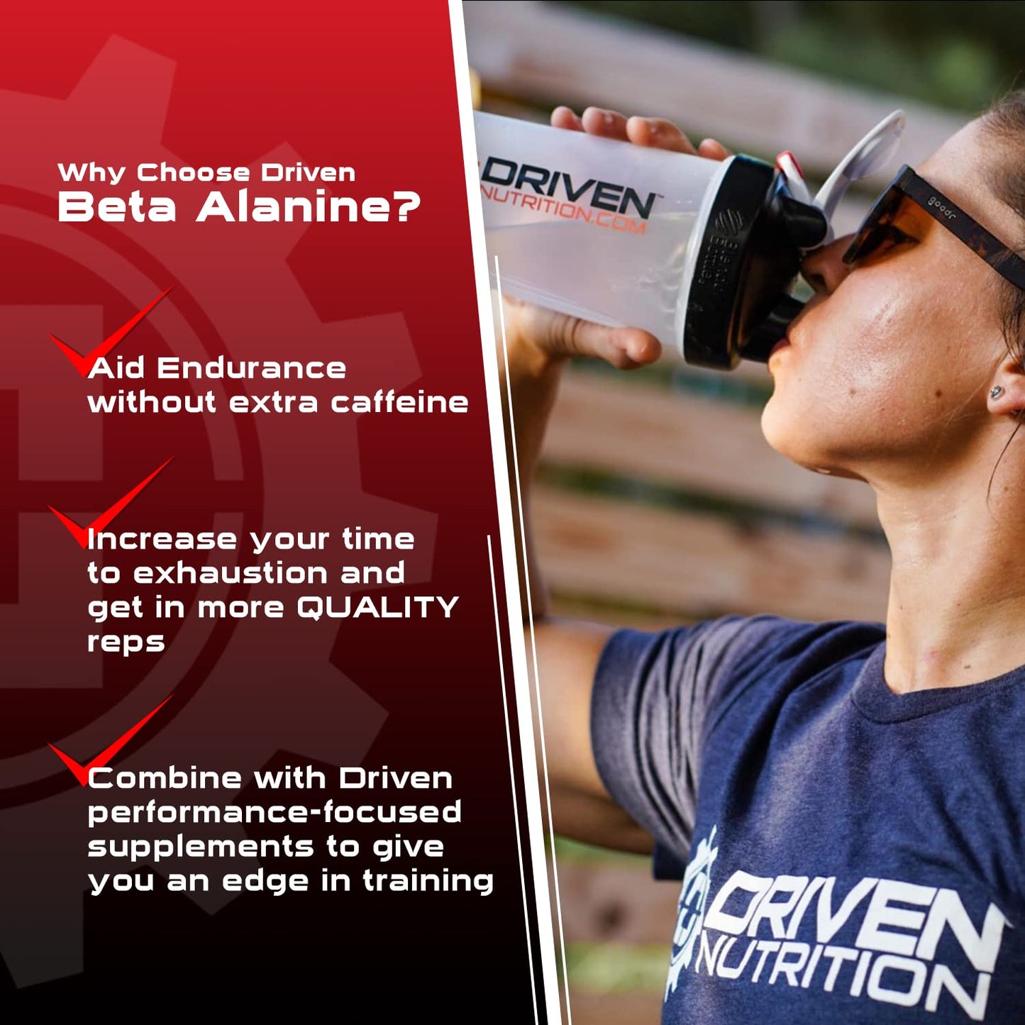 Driven Nutrition Beta Alanine, Unflavored - Preworkout Carnosine Booster for Physical Endurance, Reduce Lactic Acid & Muscle Fatigue, Support Workout Capacity for Weightlifting & High Intensity Cardio