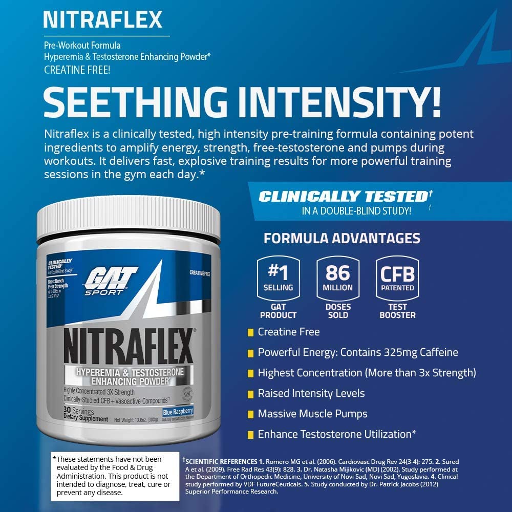 GAT SPORT Nitraflex Advanced Pre-Workout Powder, Increases Blood Flow