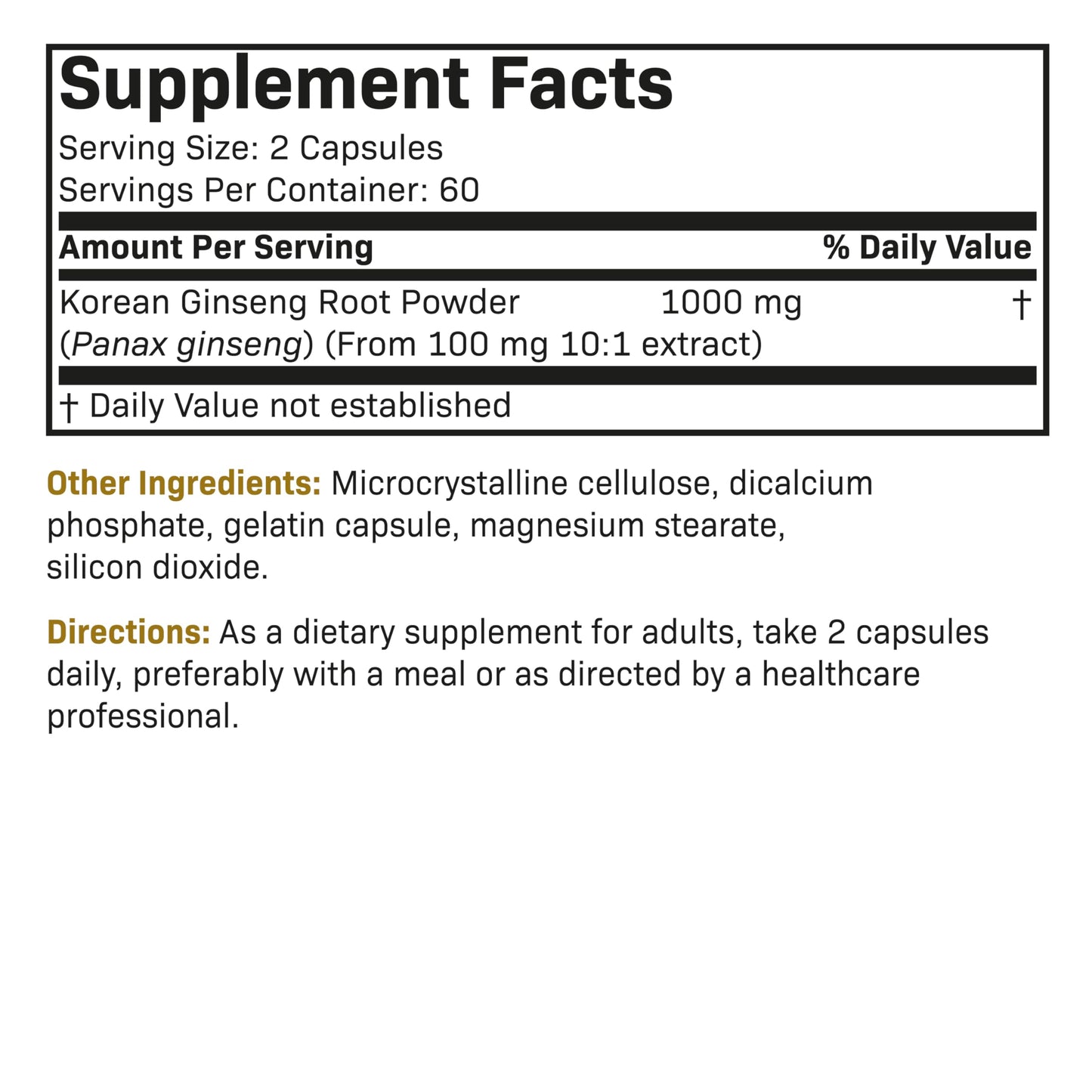Futurebiotics Korean Panax Ginseng 1000 MG Per Serving Energy, Memory & Brain Health