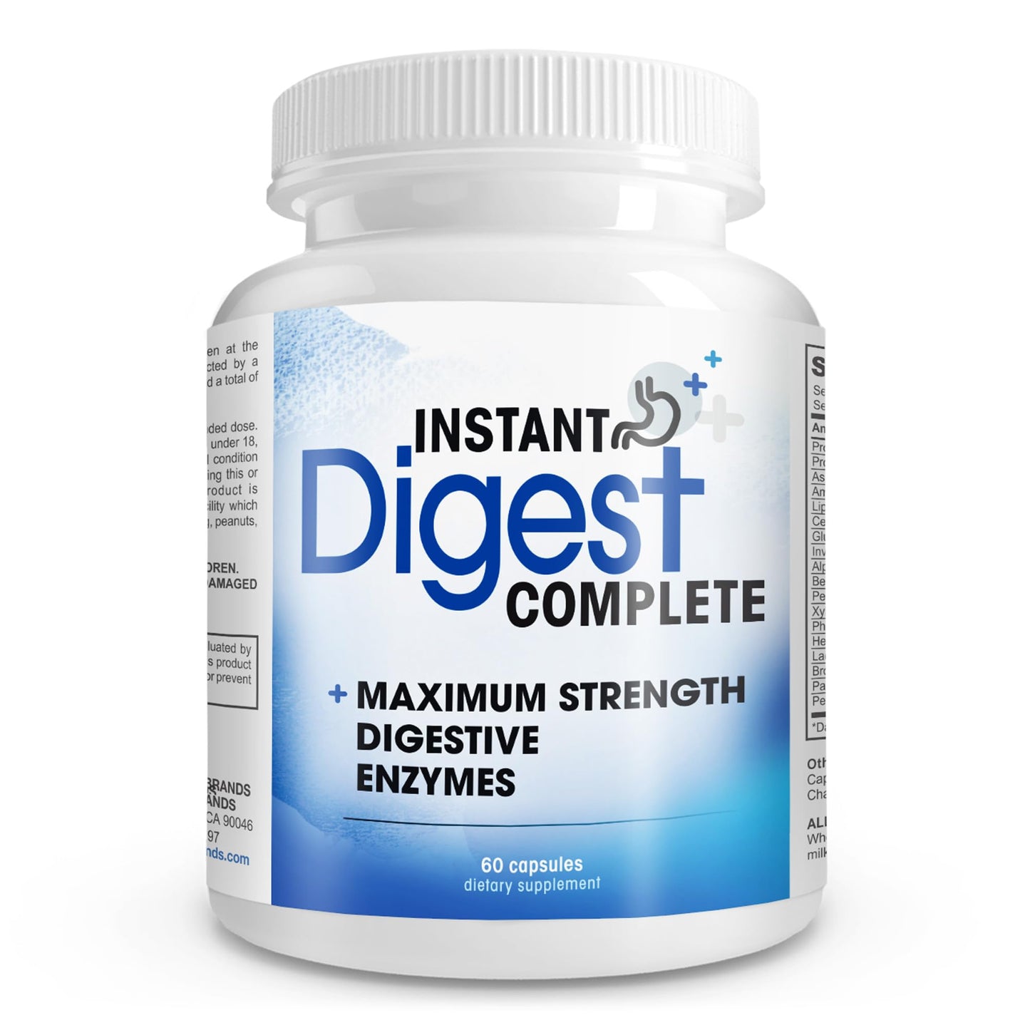 Instant Digest Complete 2-in-1 Probiotic Digestive Enzymes, 60 Capsules