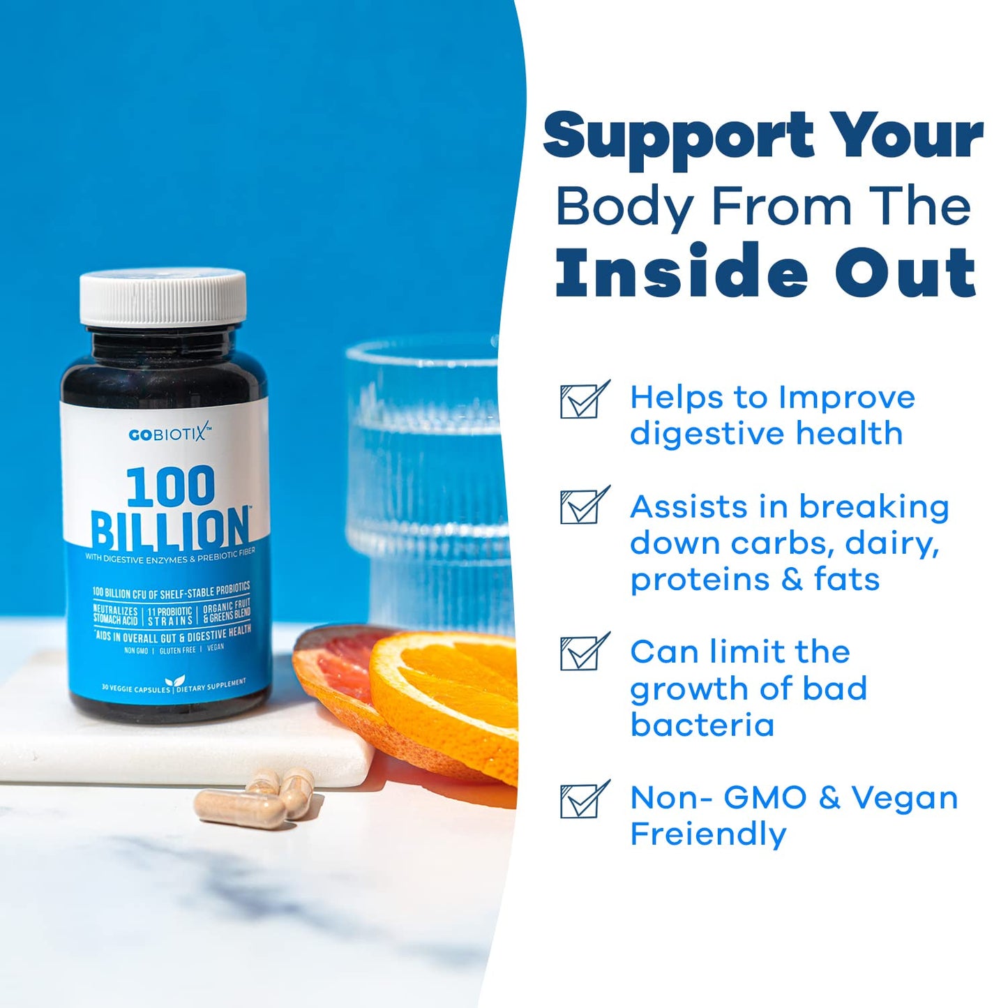 100 Billion - Probiotics and Prebiotics Supplement Pills - Digestive Enzymes and Prebiotic