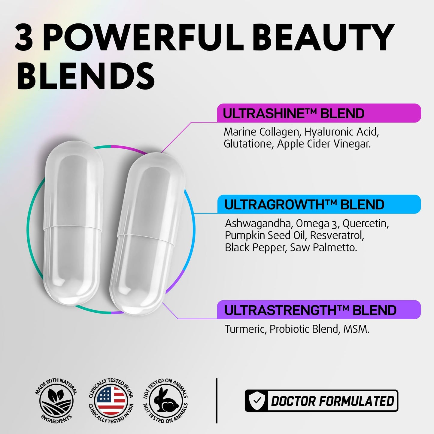 IQ BIOLOGY Biotin Collagen Keratin Astragalus Magnesium Ashwagandha Vitamin D3 Vitamin C