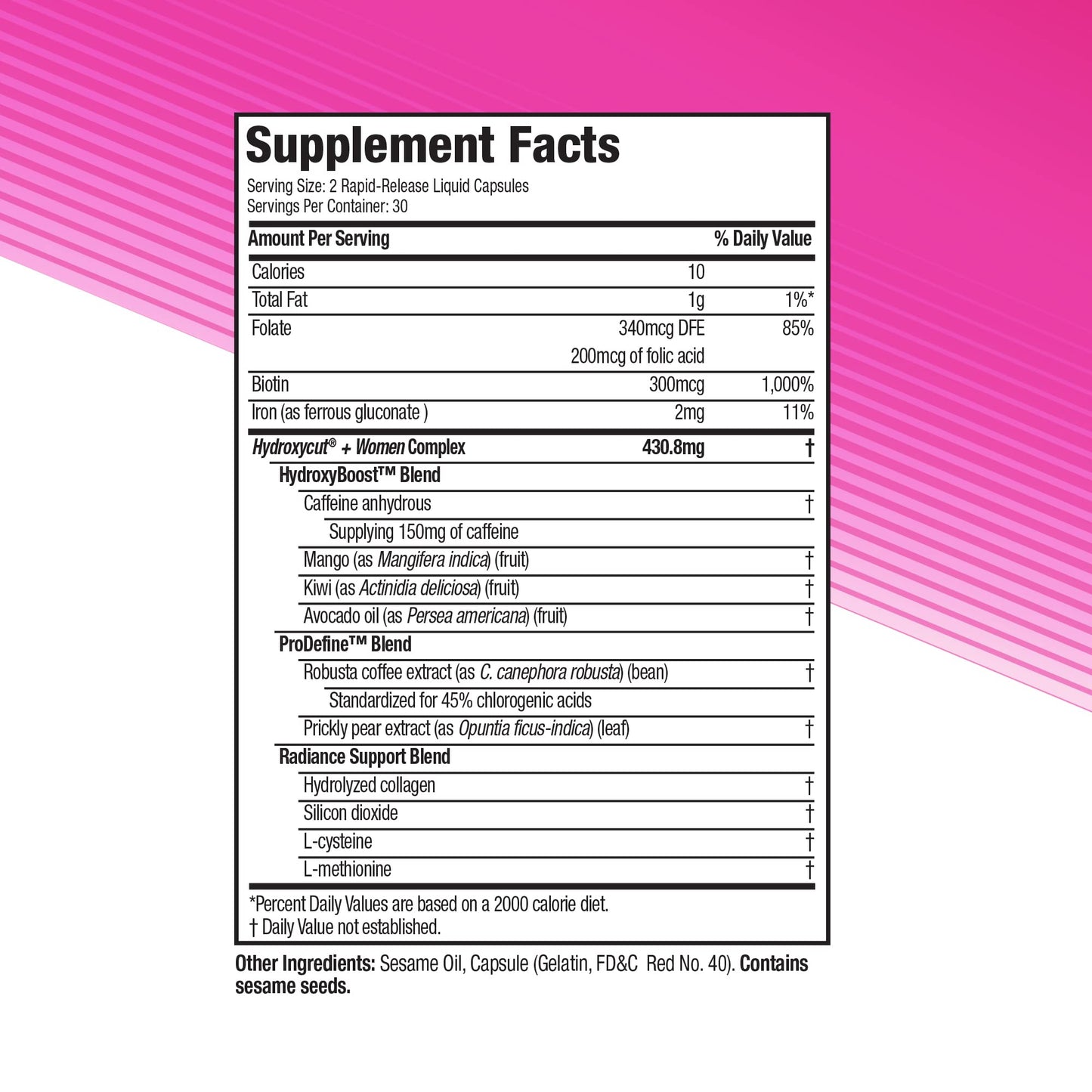 Hydroxycut + Women Pills with Biotin & Collagen | Hair Nails and Skin Vitamins | Iron Supplement