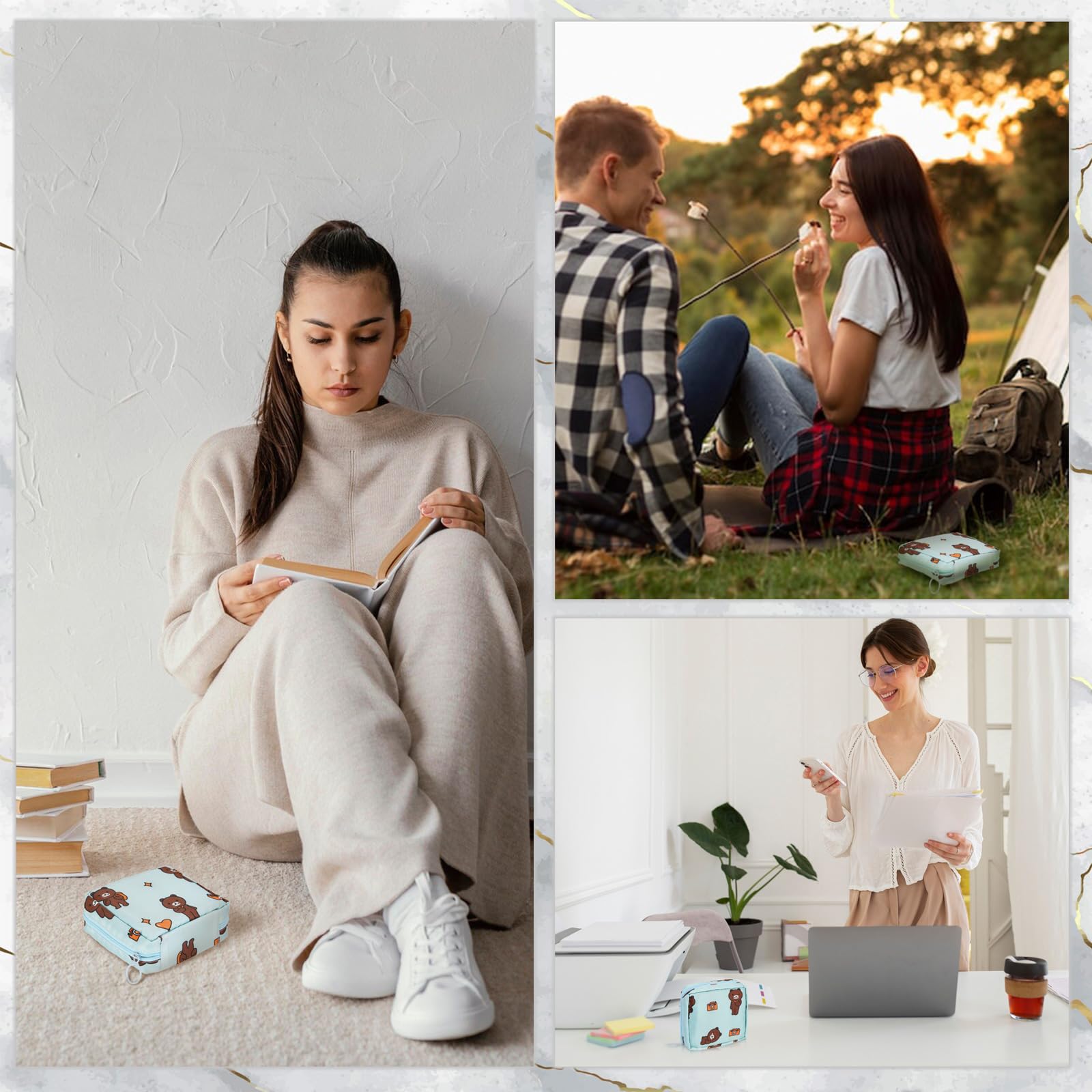 4Pcs Period Bag, Sanitary Pad Storage Bag Samll Period Pouch for Purse Cute Menstrual Period Bag Aster