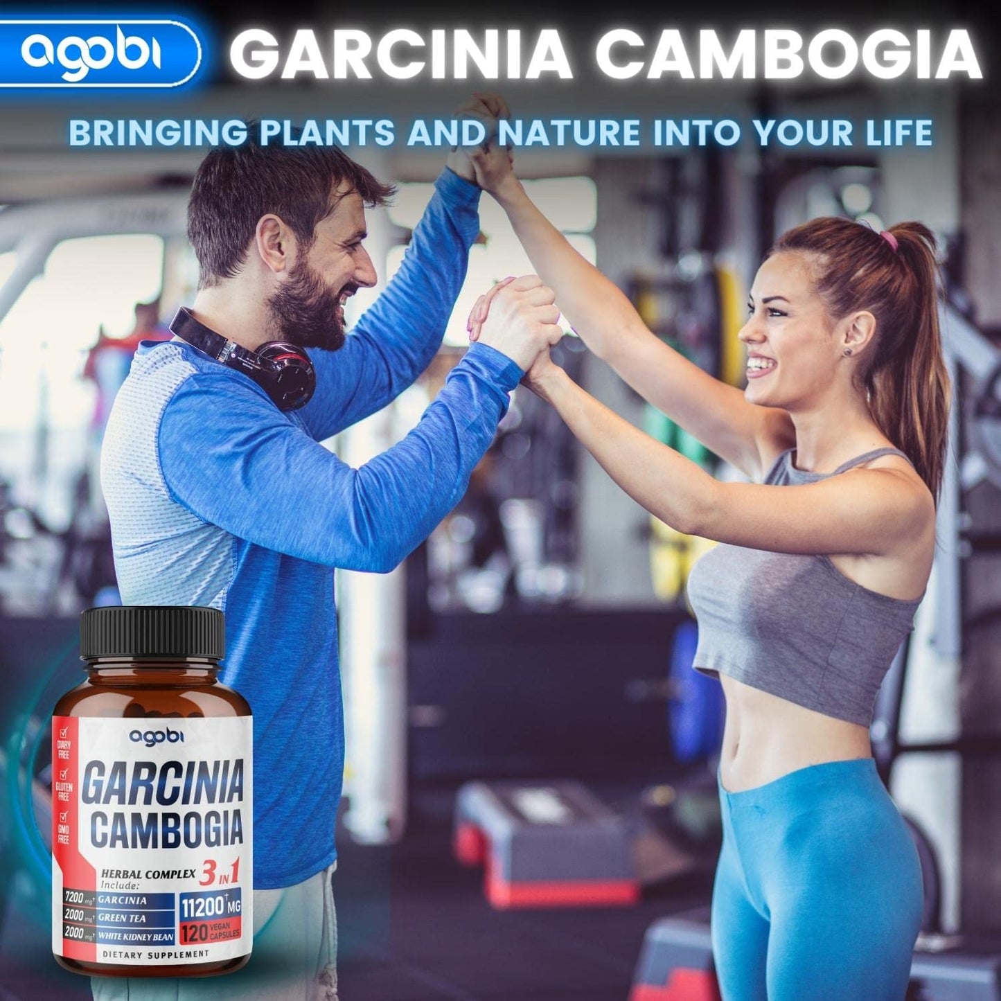 agobi 3in1 Garcinia Cambogia Extract Capsules - 11200mg Herbal Supplement for Body Health