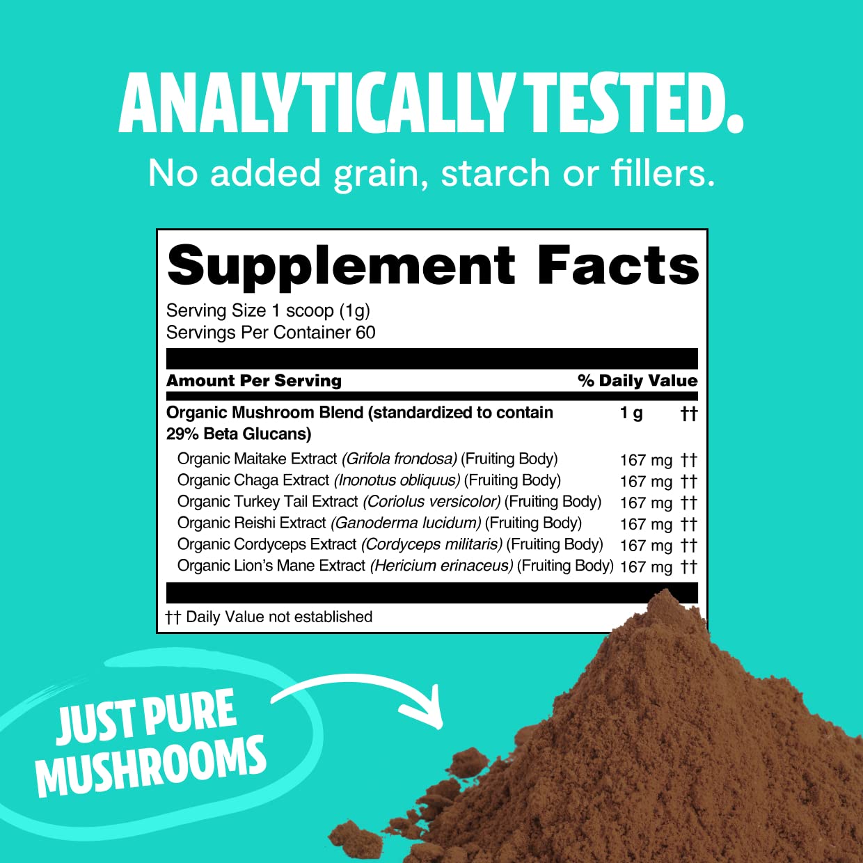 FreshCap Ultimate Mushroom Complex Powder - Lions Mane, Reishi, Cordyceps, Chaga