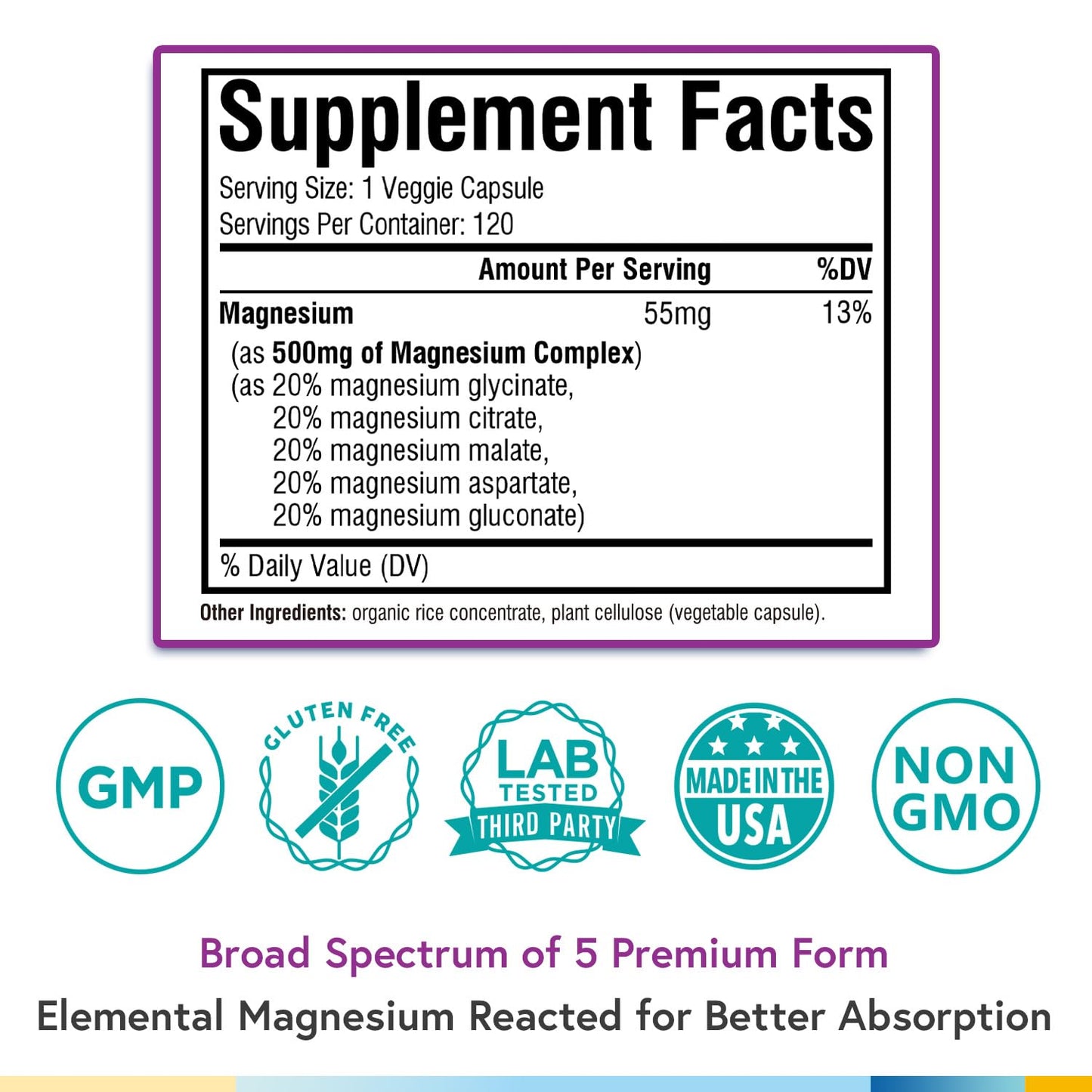 Terranics Magnesium Complex, Total 240 Capsules, Max Absorption, Glycinate, Citrate