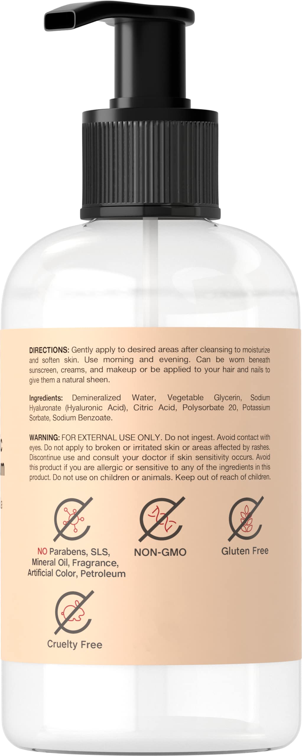 Hyaluronic Acid Serum for Face & Skin | 8 oz | Paraben & SLS Free Moisturizer | Packaging