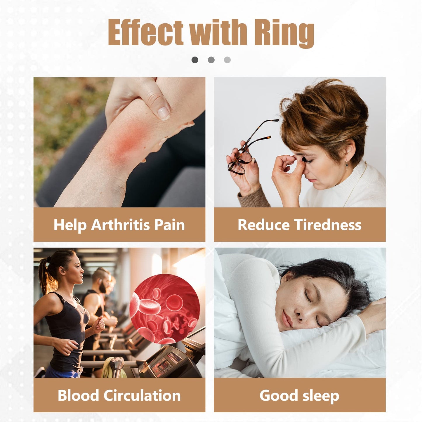 Jecanori Copper Rings for Women,Magnetic Ring Adjustable Love Heart Copper Rings