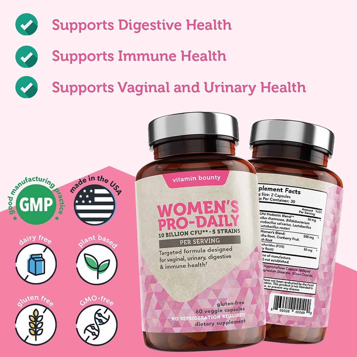 Vitamin Bounty Women's Pro Daily - Vaginal Probiotic & Prebiotic & pH Balance, Probiotics