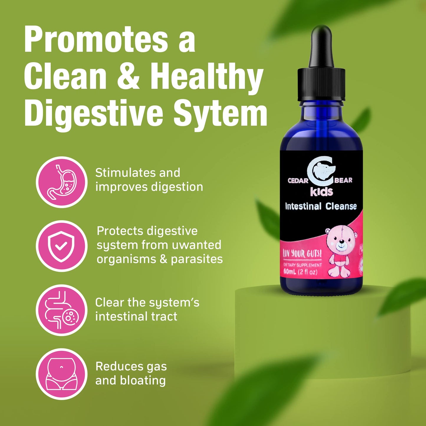 Cedar Bear - Intestinal Cleanse for Kids, Liquid Herbal Supplement for Detox Cleanse