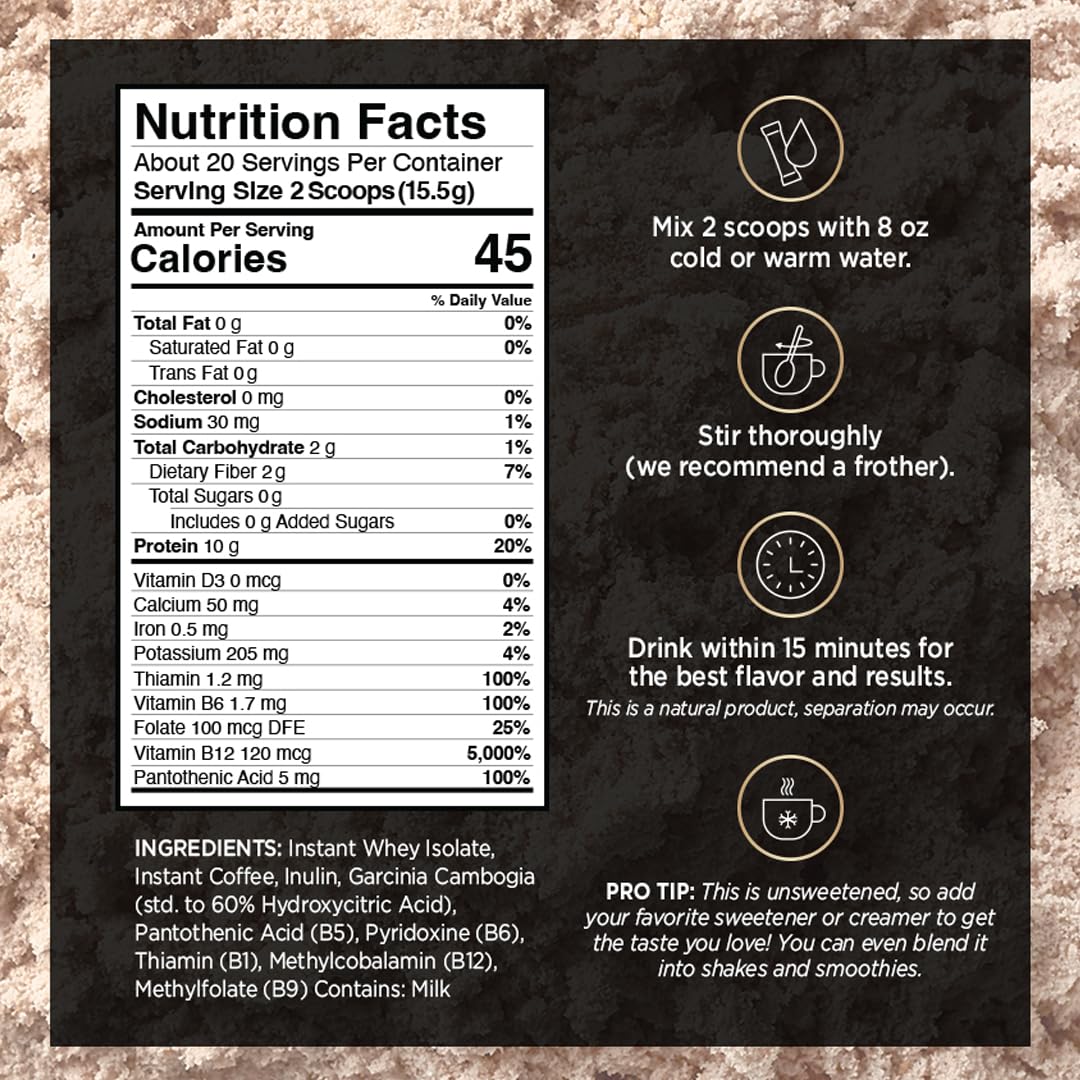 VitaCup Slim Protein Coffee for Diet Support, Instant Coffee w/Whey Protein Powder