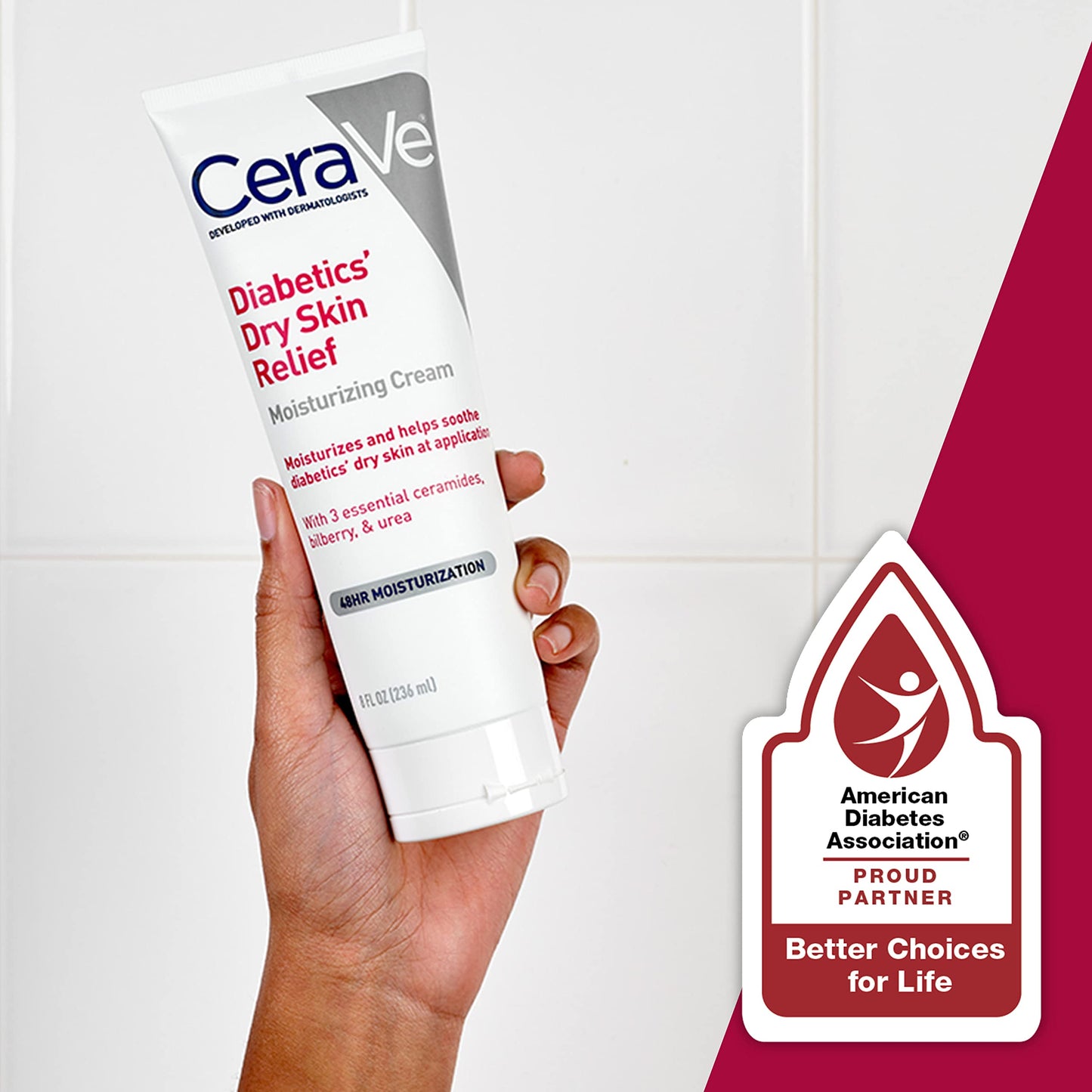 CeraVe Moisturizing Cream for Diabetics’ Dry Skin | Urea Cream with Bilbe