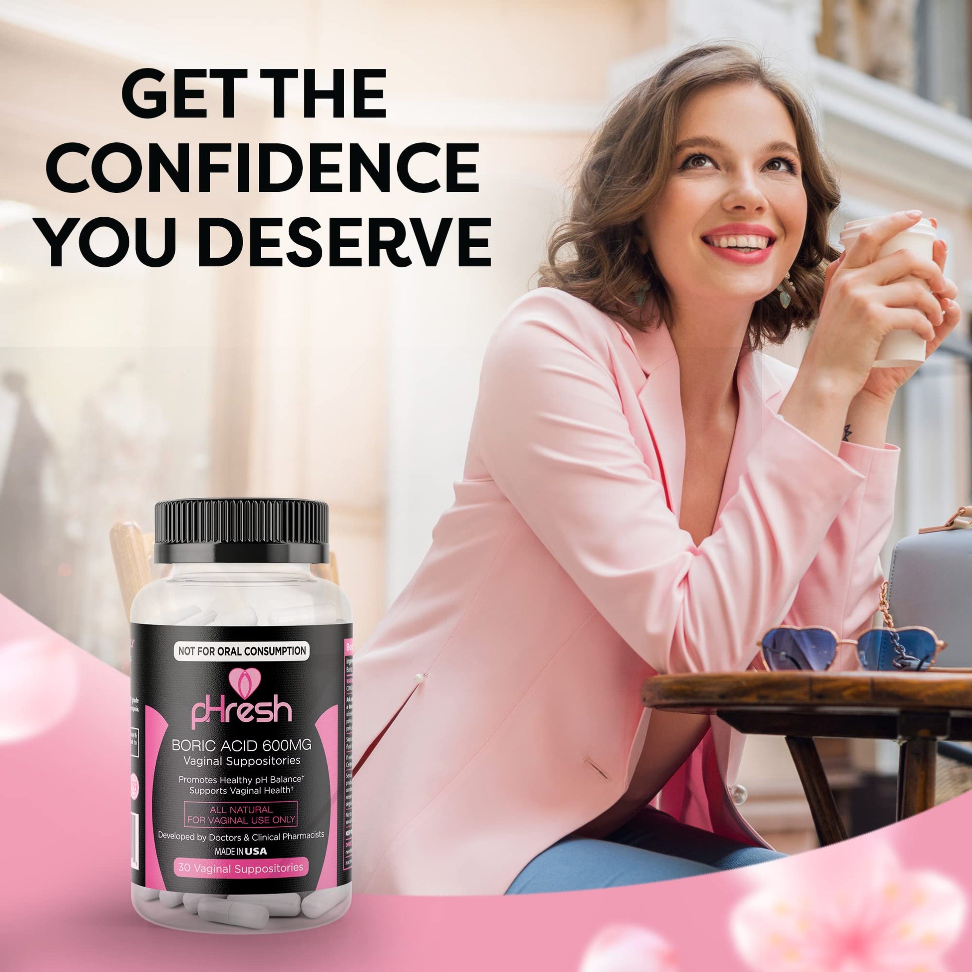 ACE NUTRITION 3 Pack - Boric Acid Suppositories & All Natural Feminine Spray and pH Test Strips ACE NUTRITION