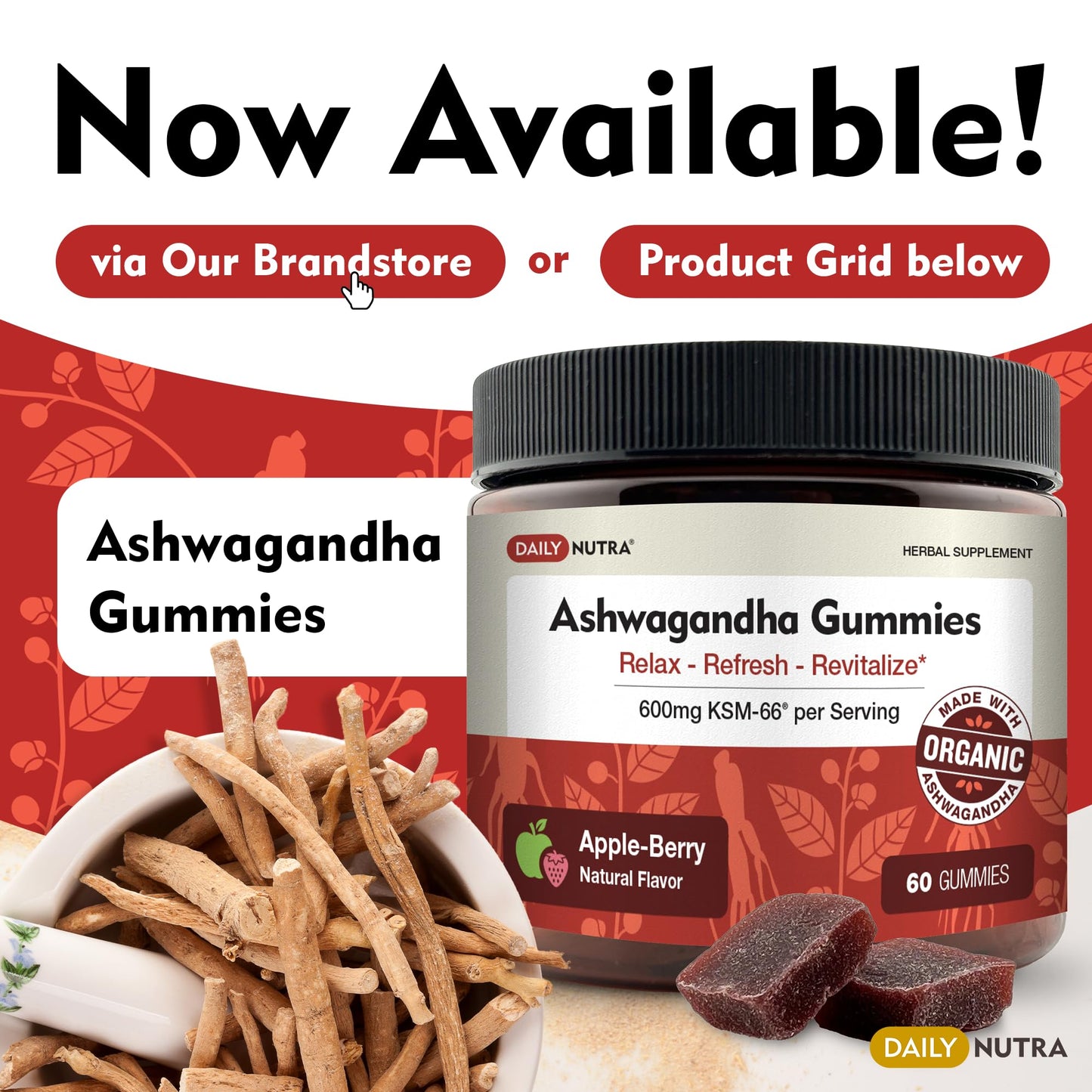 DailyNutra KSM-66 Ashwagandha 600mg Organic Root Extract - High Potency Supplement