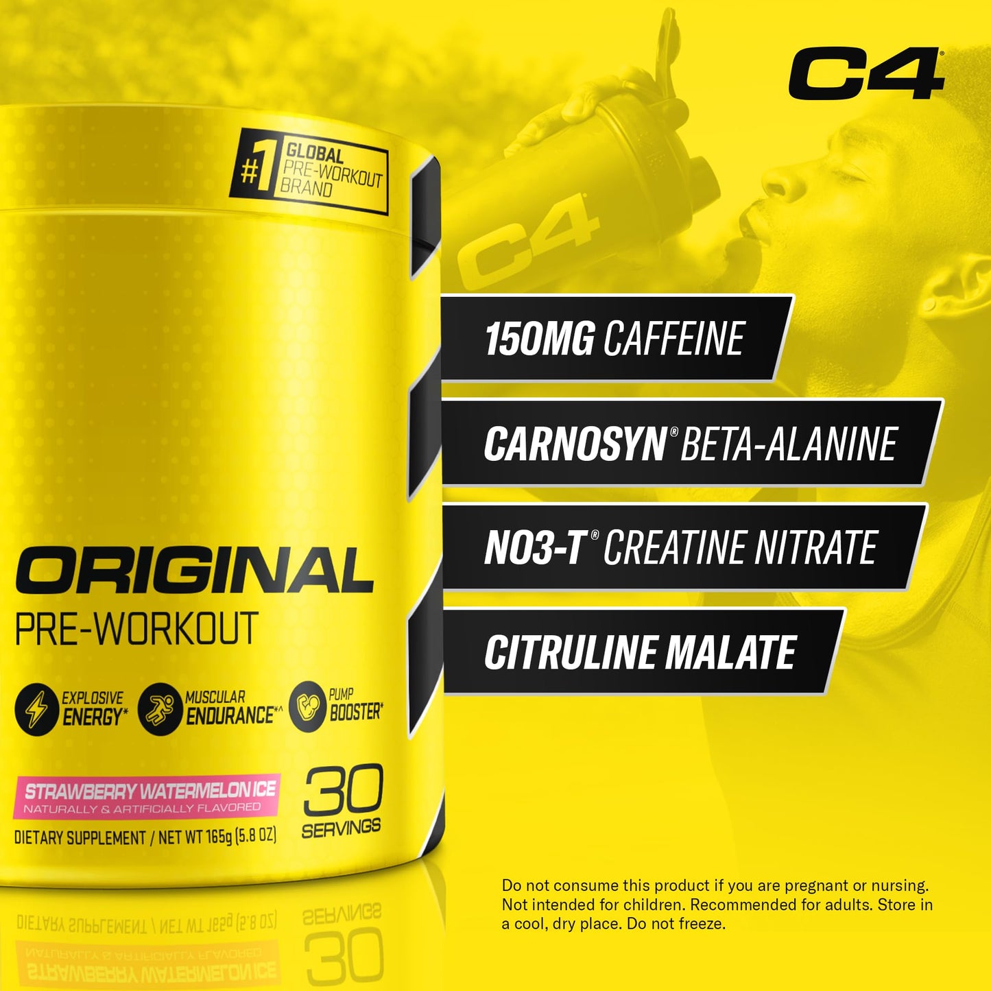 Cellucor C4 Original Pre Workout Powder Strawberry Watermelon Ice Sugar Free Preworkou