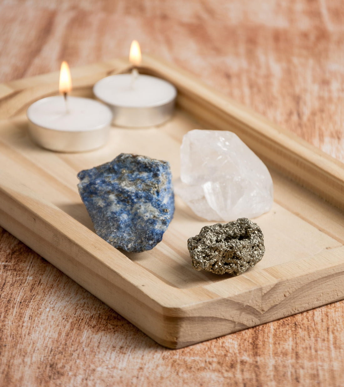 5PCS SAMSARI Abundance XL Crystals Healing Set - (Pyrite, Lapis Lazuli, Clear Quartz), 1 Palo Santo Stick