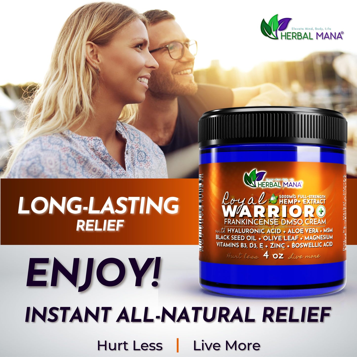 Herbal Mana Royal Warrior with 5000mg Hemp Lotion - 99.9% Pure DMSO Cream
