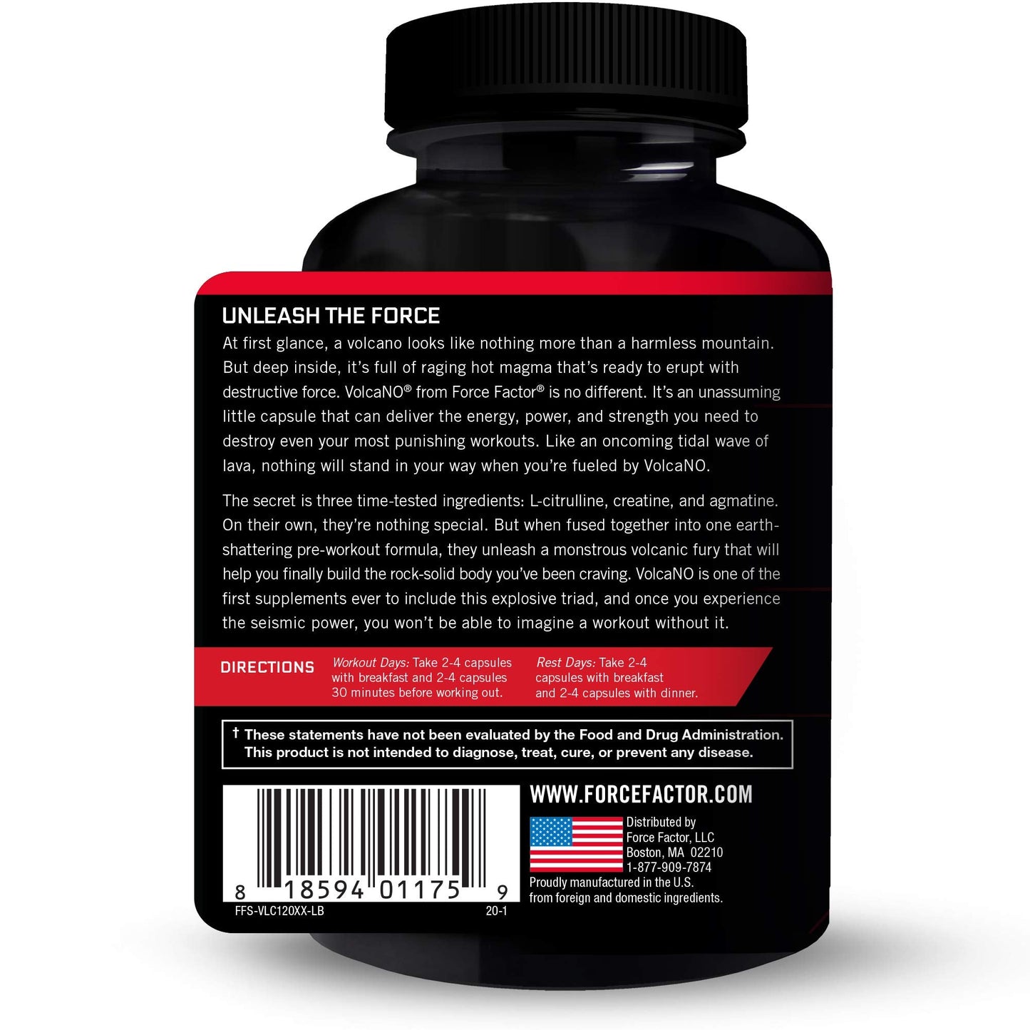 Force Factor Volcano Pre Workout Nitric Oxide Booster Supplement for Men with Creatine