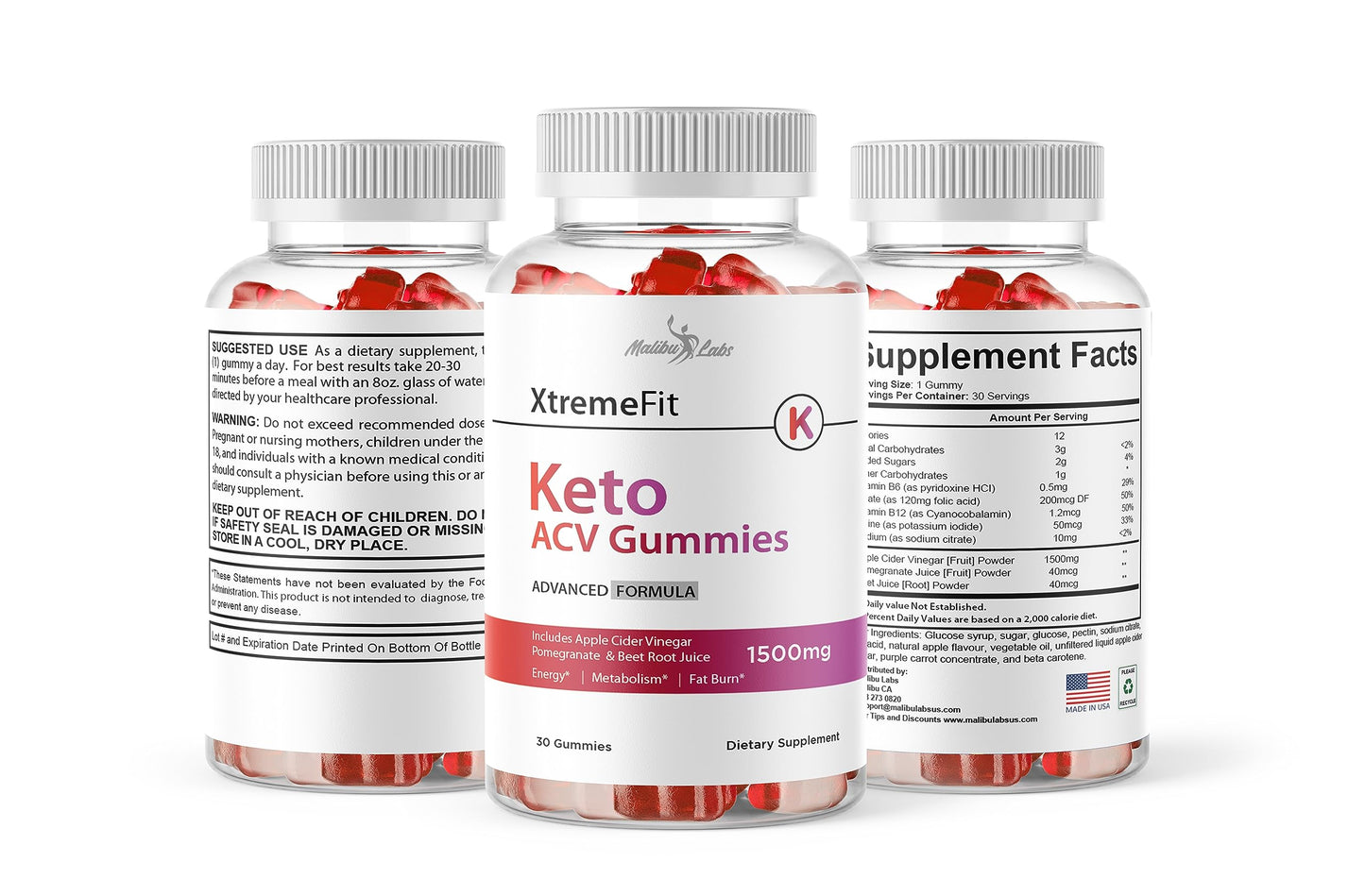 XtremeFit Keto ACV Gummies Weight Loss - 1500mg Once a Day, Strong Time Released