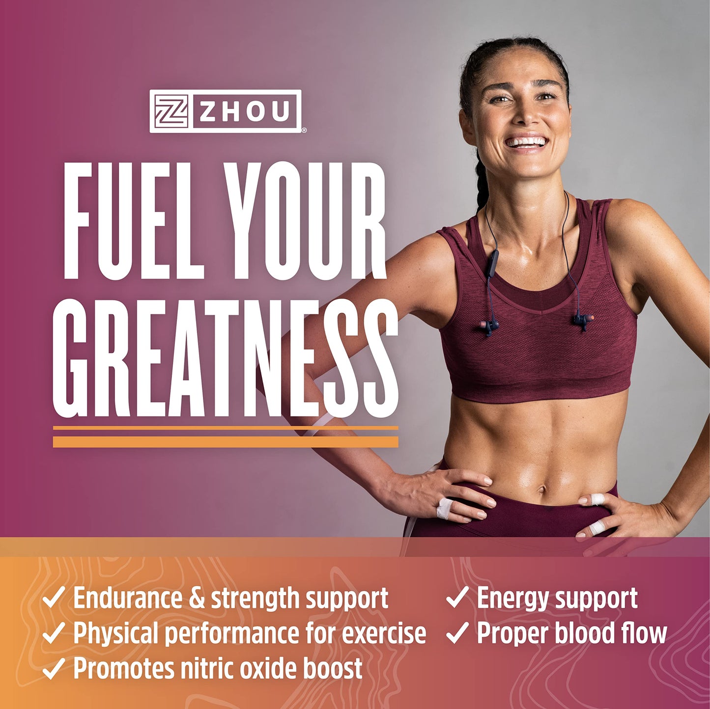 Zhou Nitric Oxide with L Arginine, Citrulline Malate, AAKG and Beet Root | Powerful N.O.