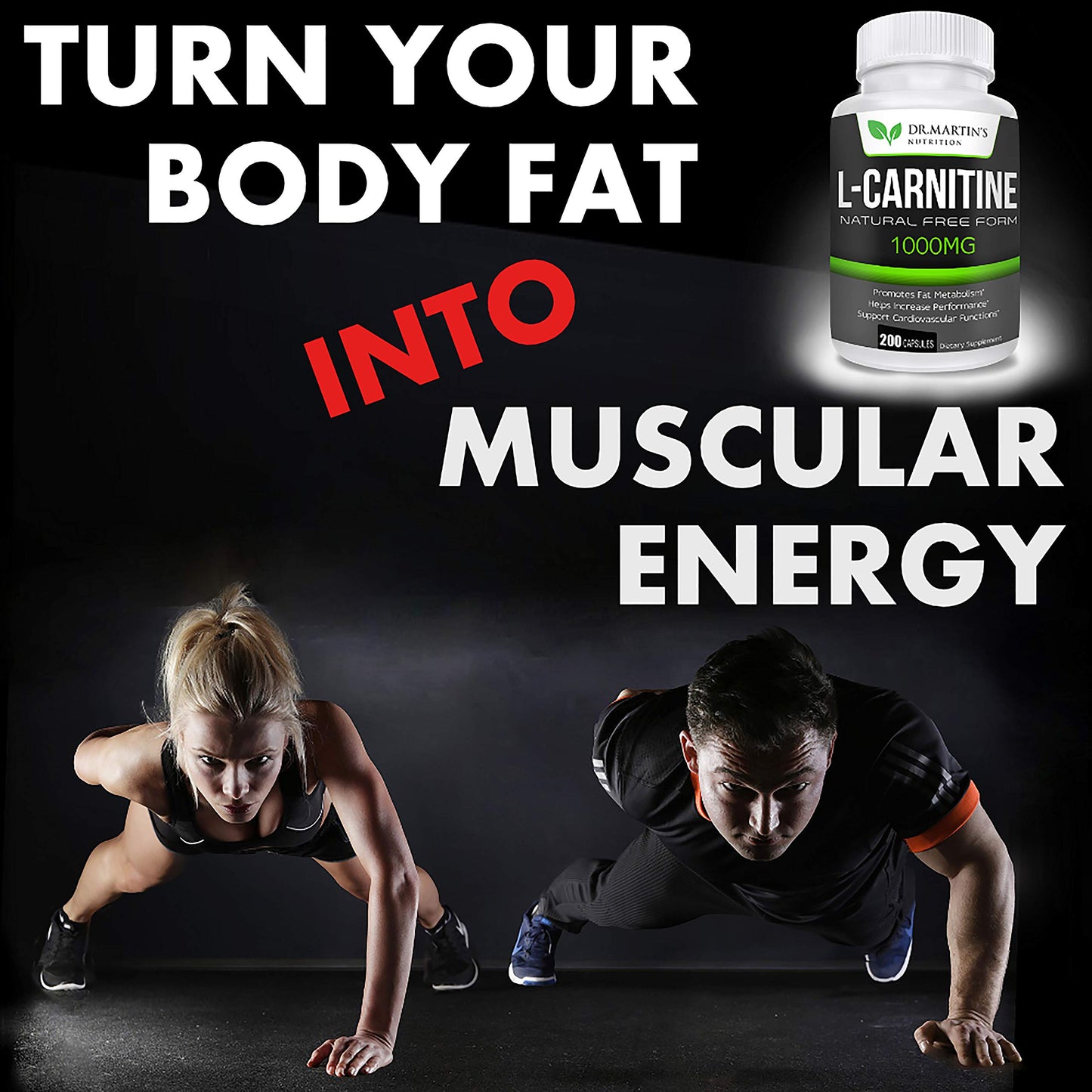 DR. MARTIN'S NUTRITION Extra Strength L-Carnitine - 200 Capsules - 1000mg Per Serving