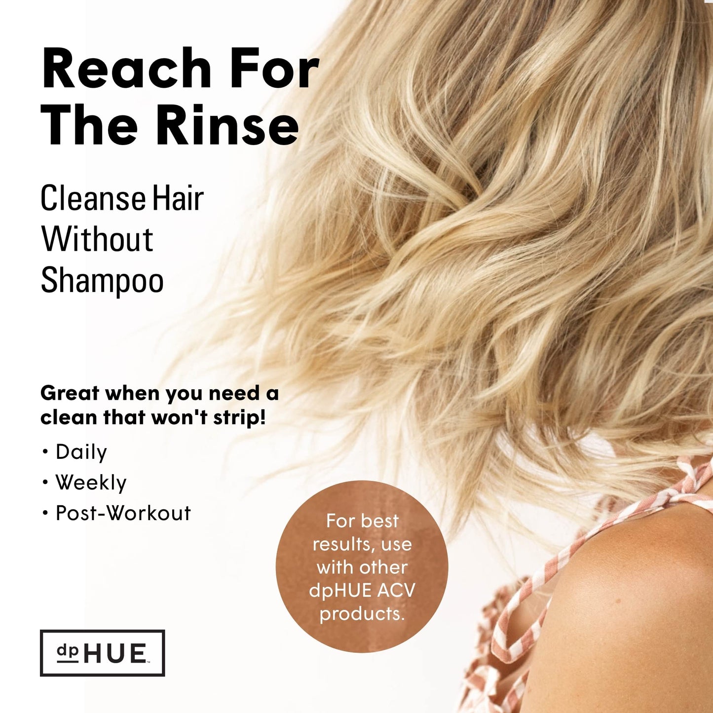 dpHUE Apple Cider Vinegar Hair Rinse, 20 oz - Shampoo Alternative & Scalp Cleanser