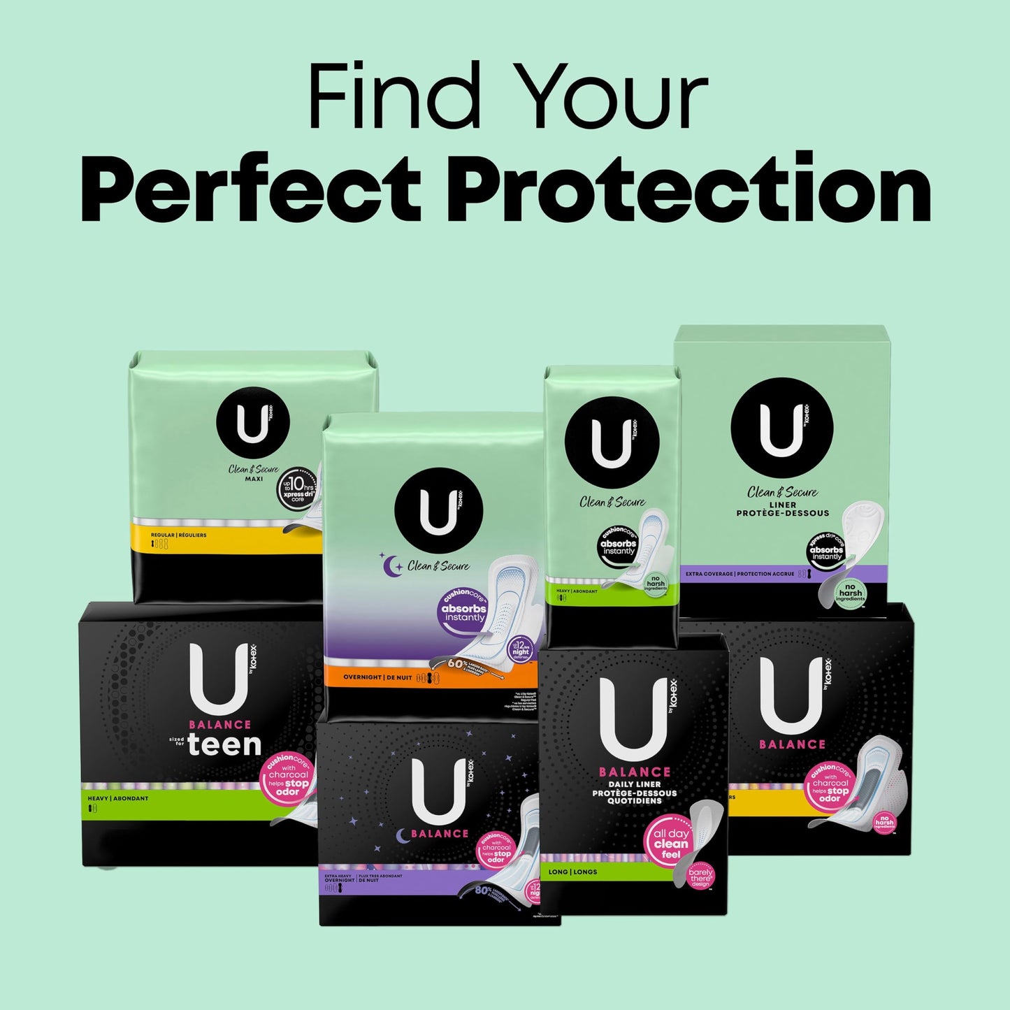 U by Kotex Clean & Secure Ultra Thin Pads, Heavy Absorbency, 56 Count (Packaging May Vary)