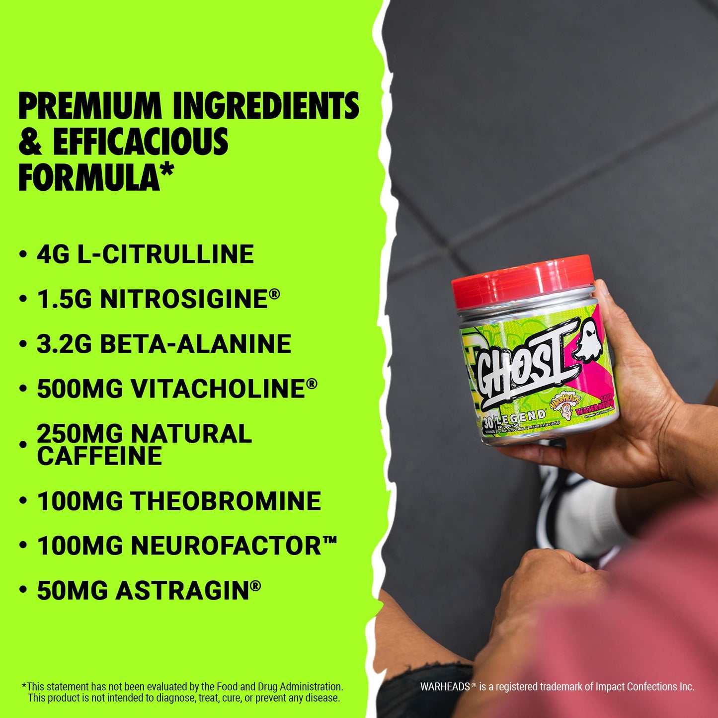 GHOST Legend V3 Pre-Workout Powder, Warheads Sour Watermelon - 30 Servings – Pre