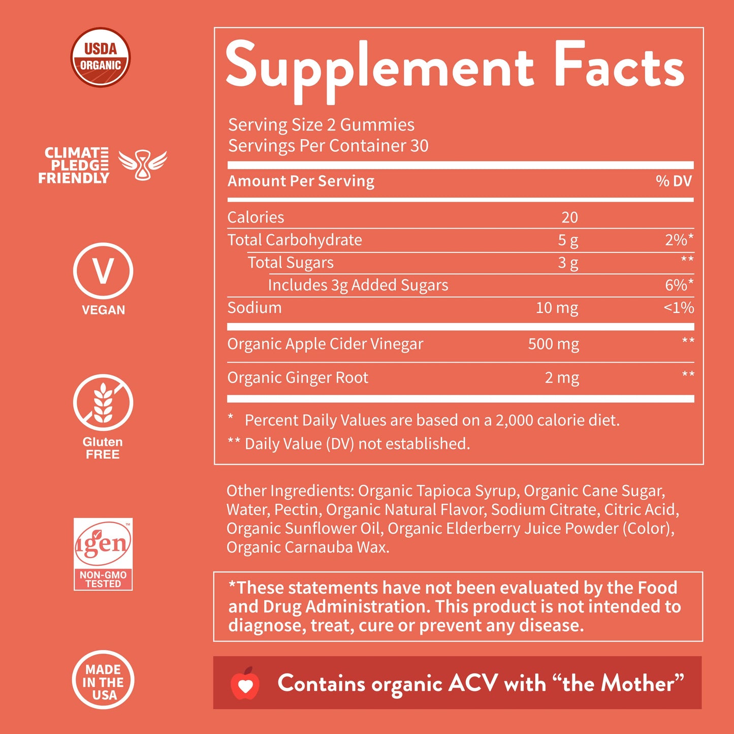 WellPath ACV Gummies with The Mother - USDA Organic, Vegan, Raw Apple Cider Vinegar